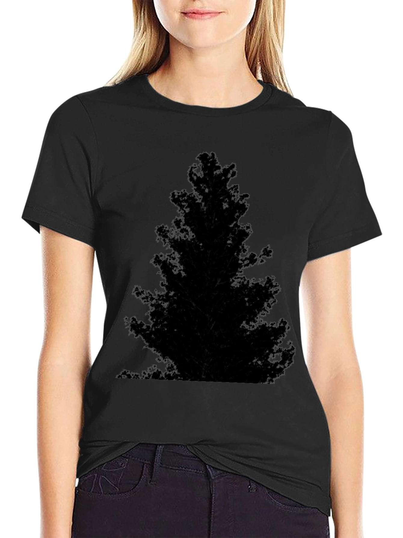 Black Men's Black Tree Silhouette Graphic T-Shirt view 2
