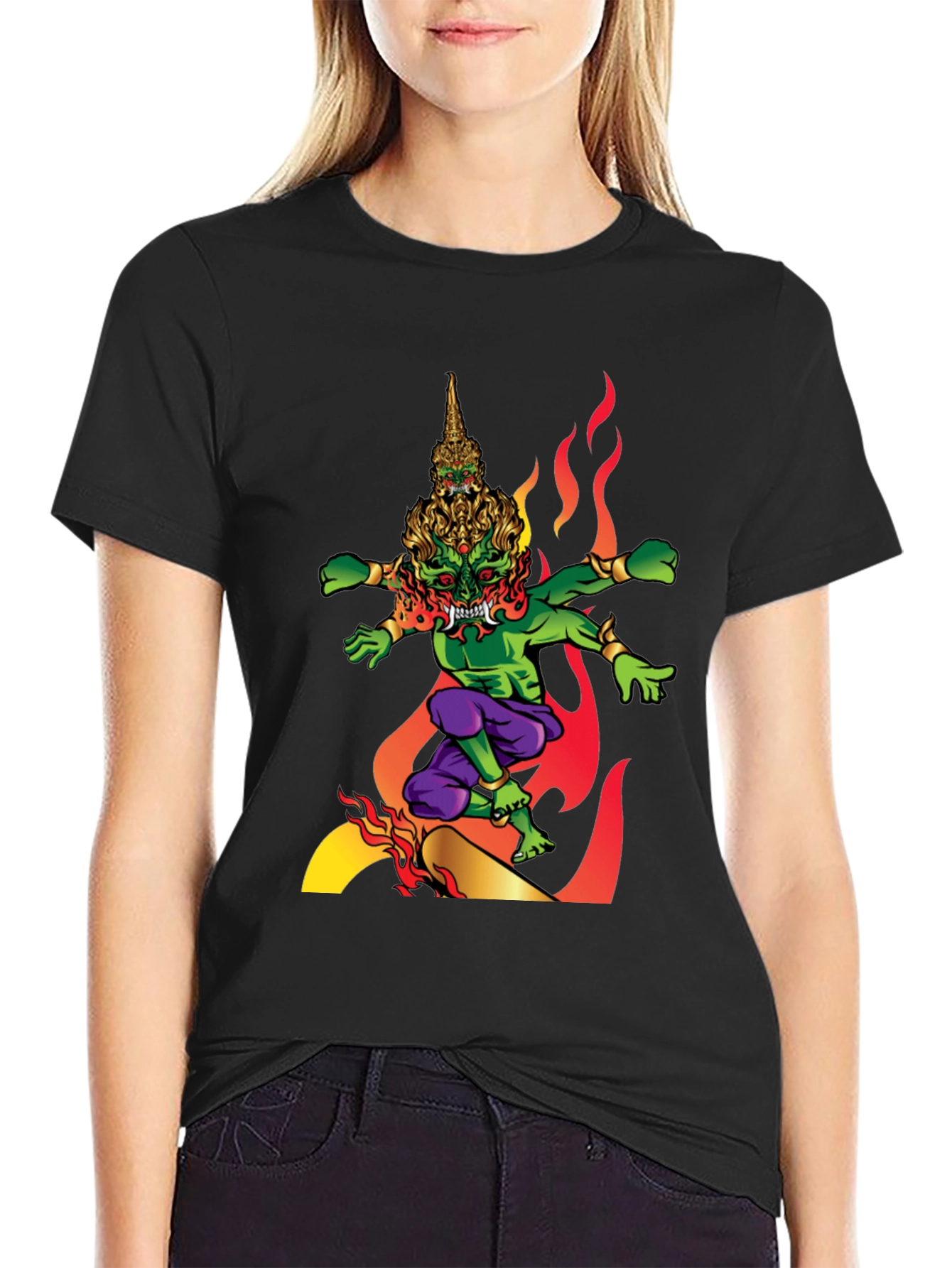 Black Fiery Demon Graphic Tee - Black view 2