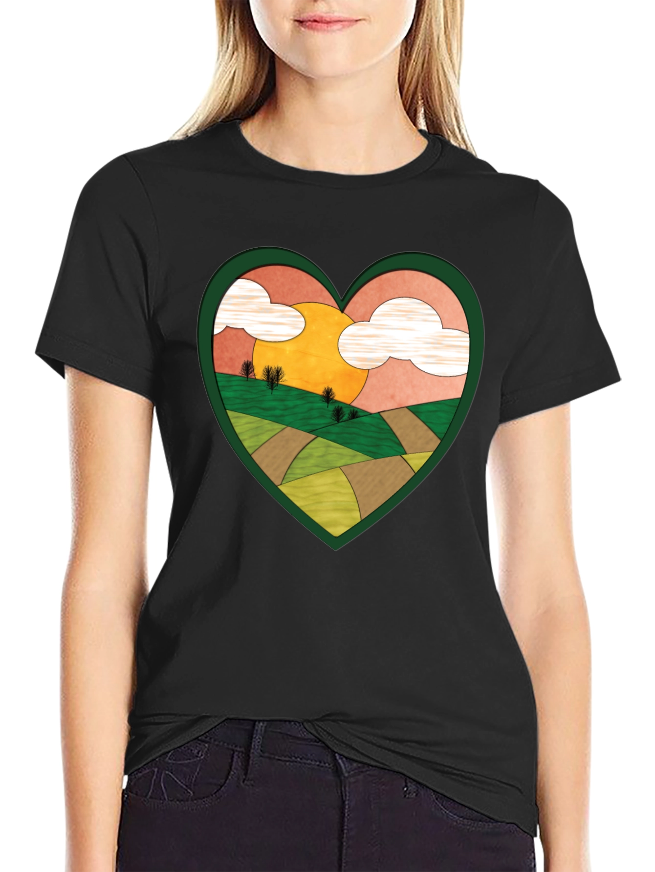Black Heart Landscape Graphic Tee - Nature Lover Shirt view 2