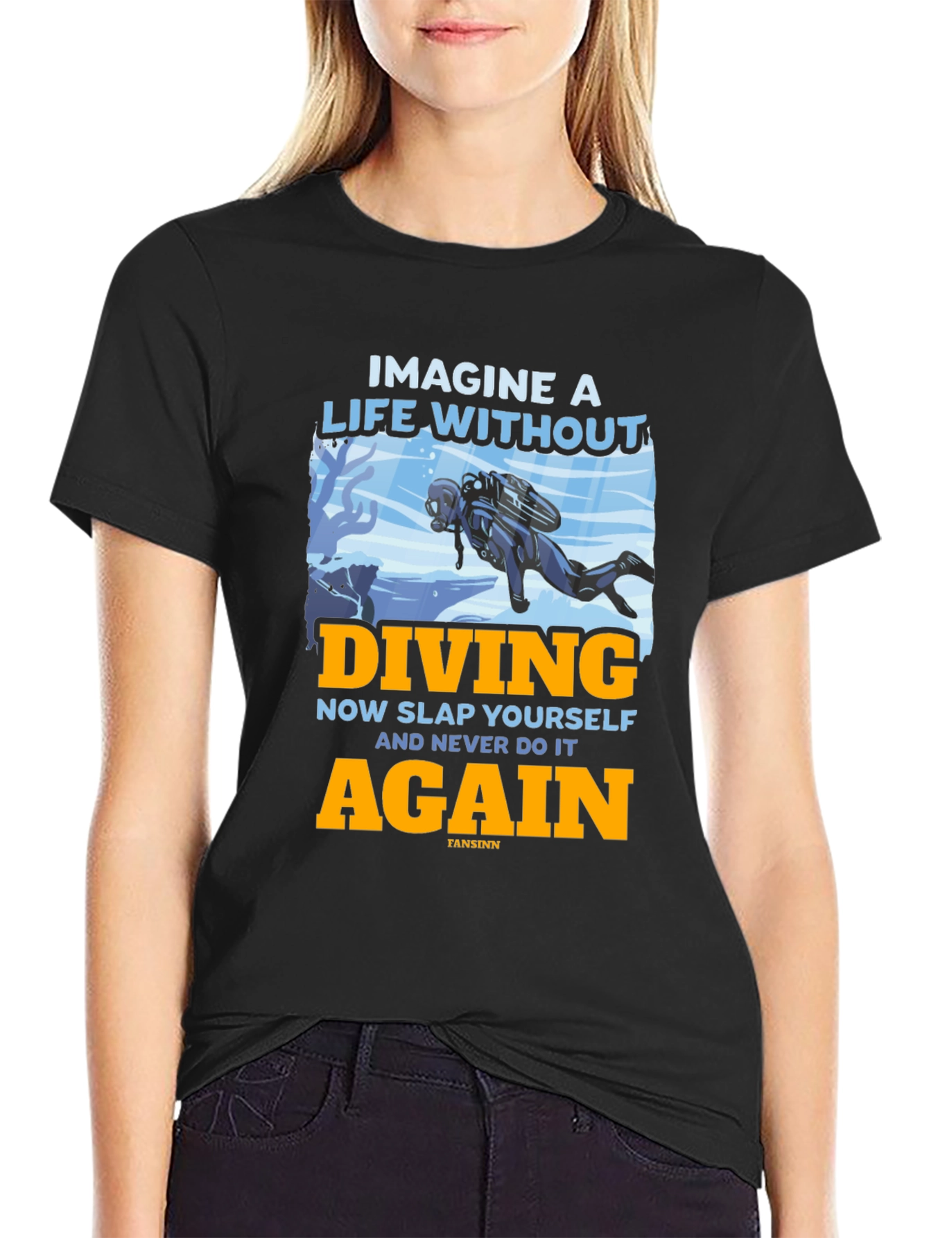 Black Diving T-Shirt - Imagine a Life Without Diving view 2