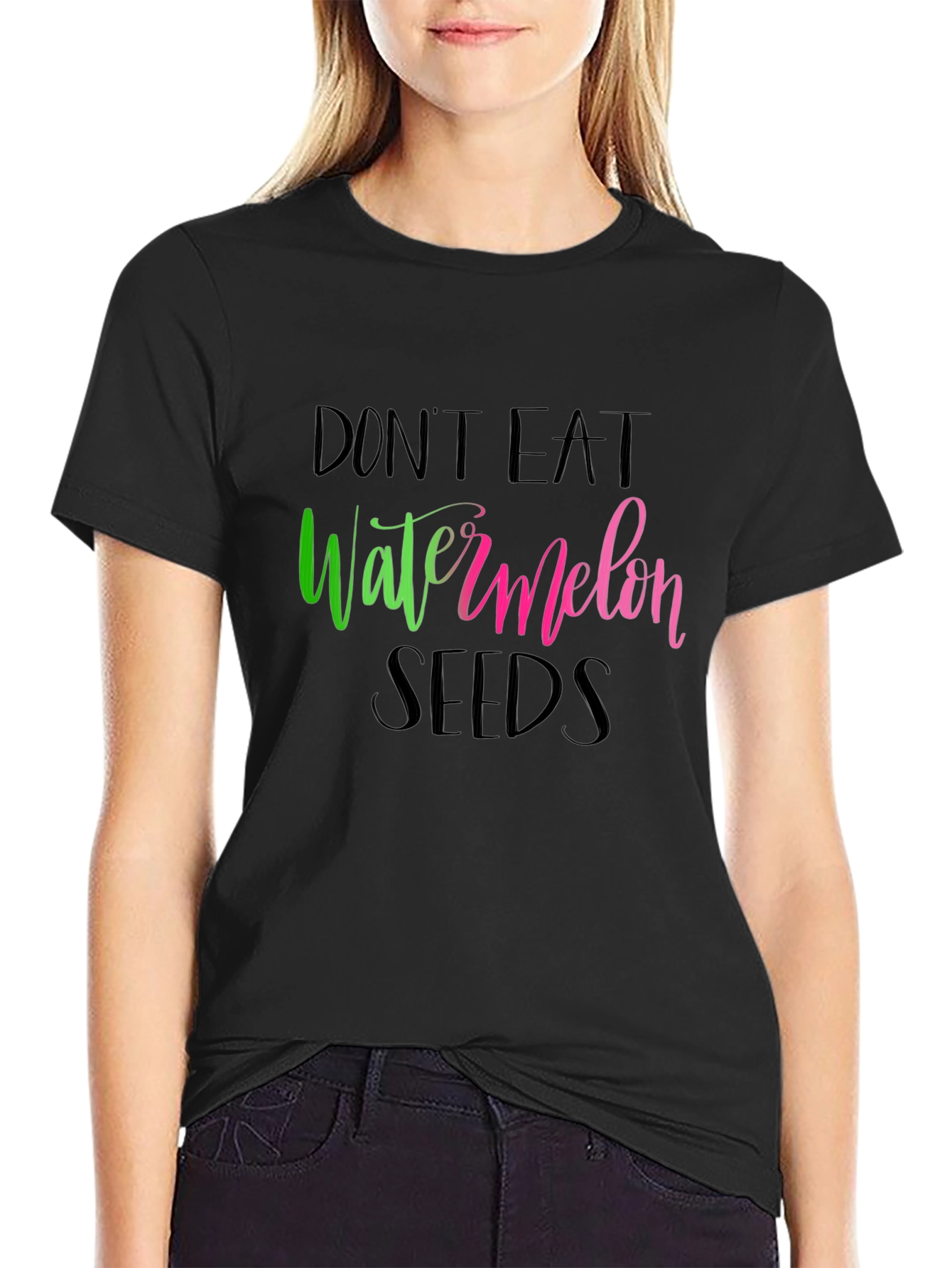 Black Don't Eat Watermelon Seeds Graphic Tee view 2