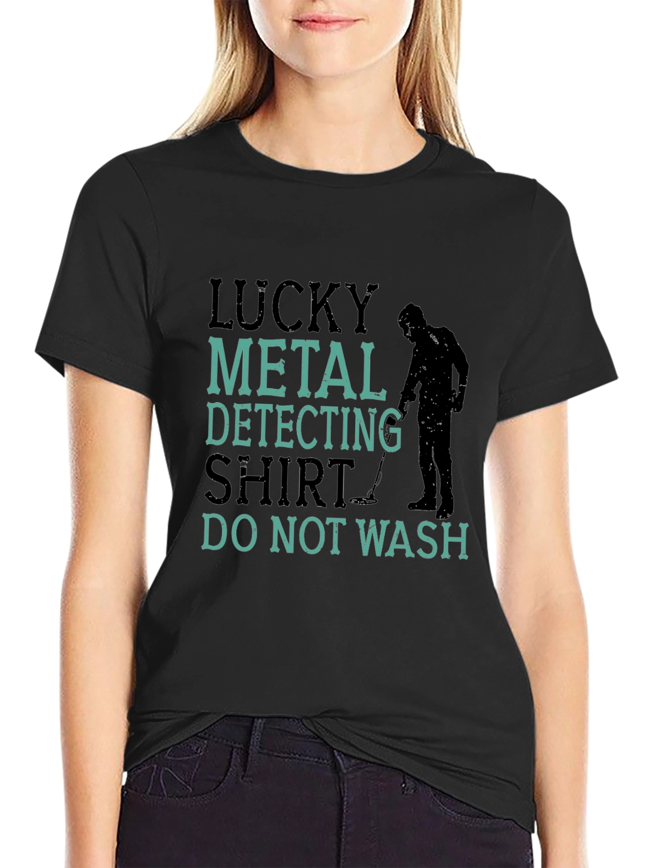 Black Lucky Metal Detecting Shirt - Funny Hobby Tee view 2