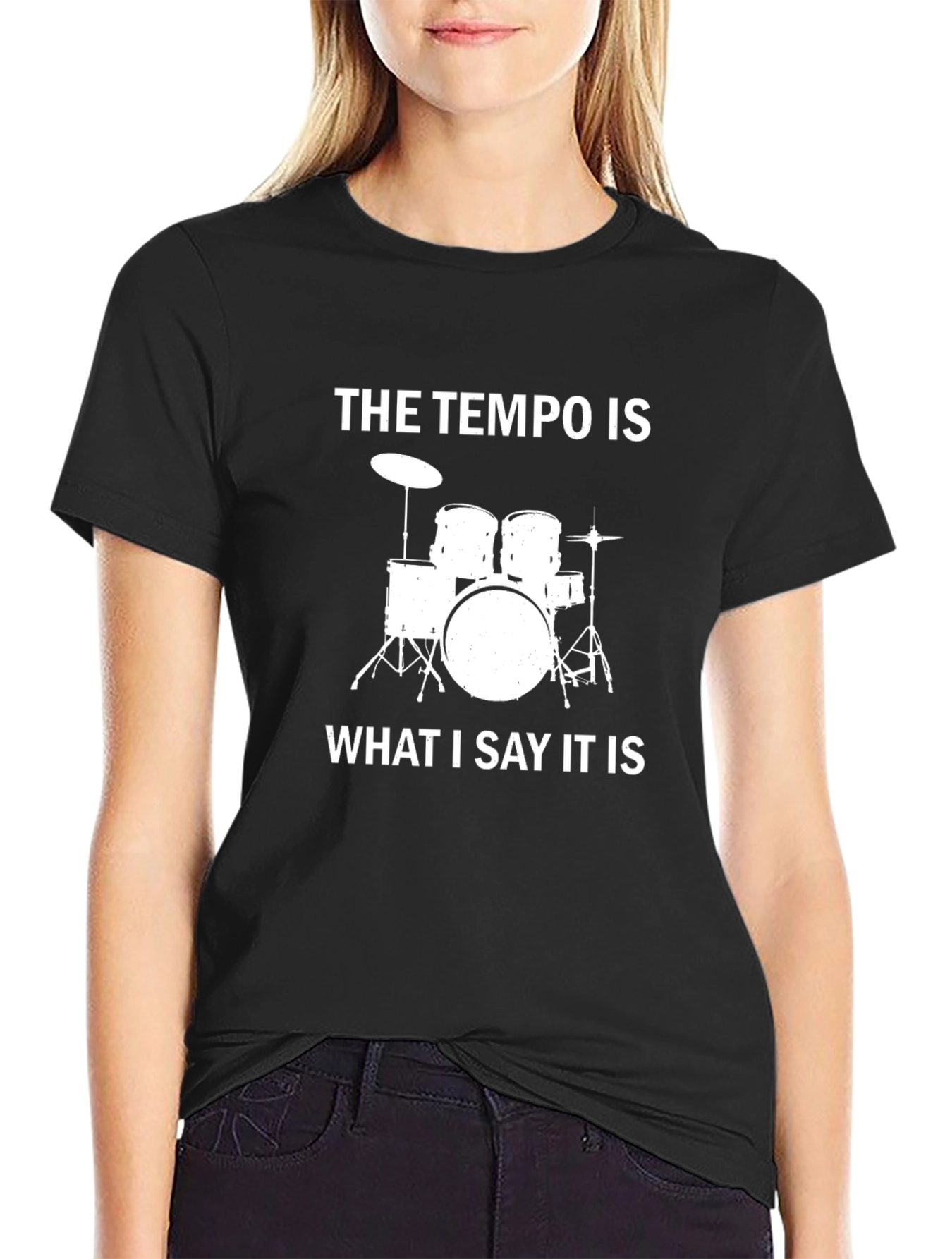 Black Tempo Drummer T-Shirt - Music Lover Tee view 2
