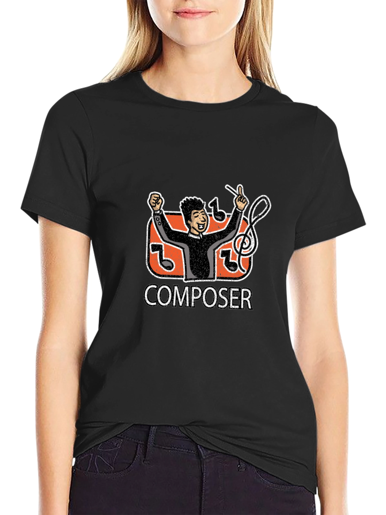 Black Composer Graphic Tee - Black Casual T-Shirt view 2