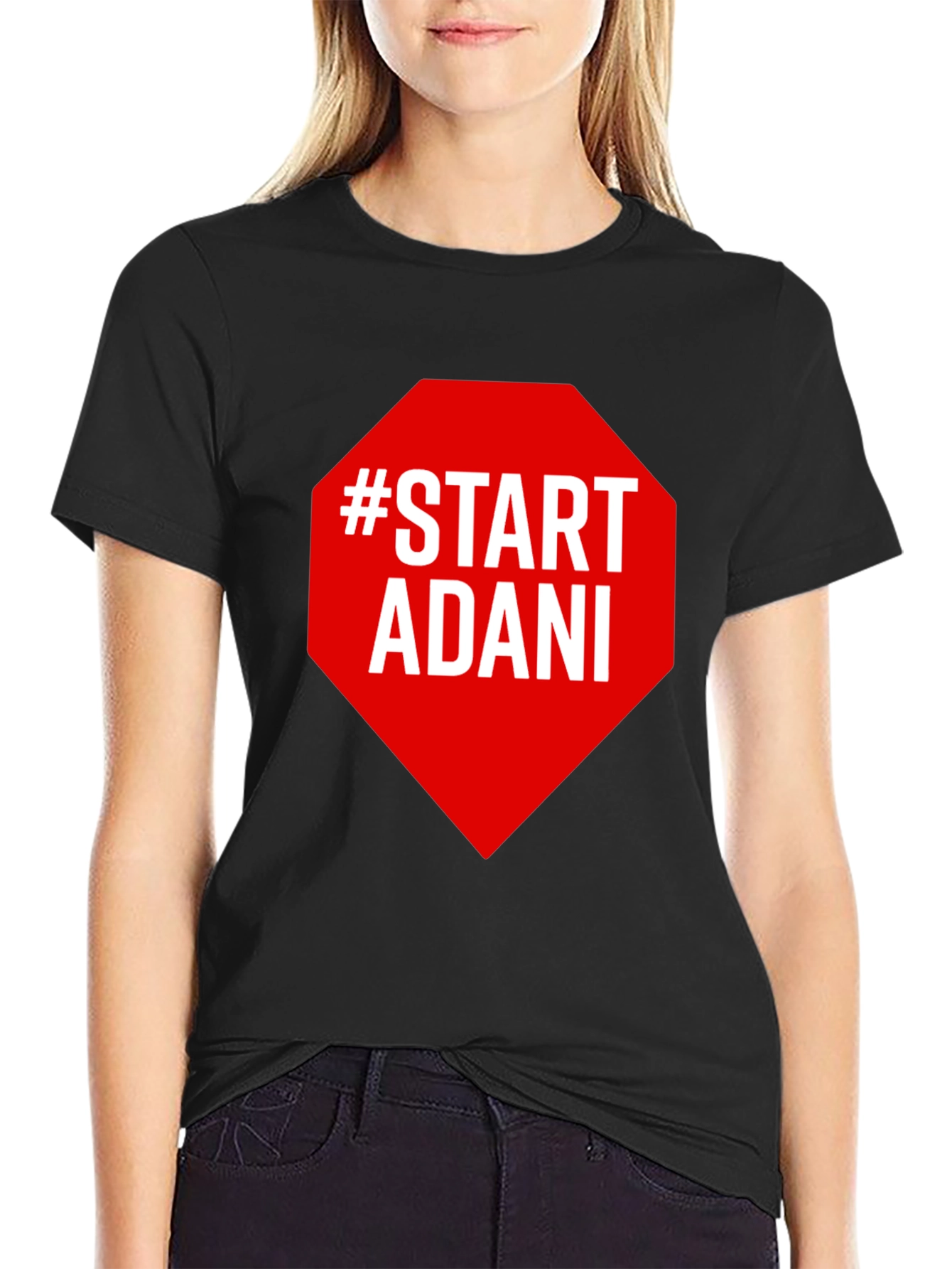 Black Start Adani Black Graphic Tee - Trendy Slogan T-Shirt view 2