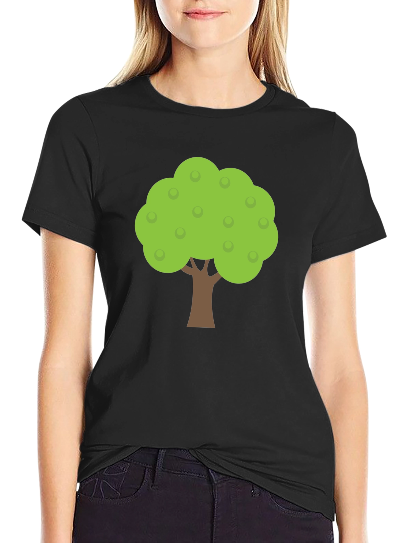 Black Cartoon Tree Graphic Black T-Shirt view 2
