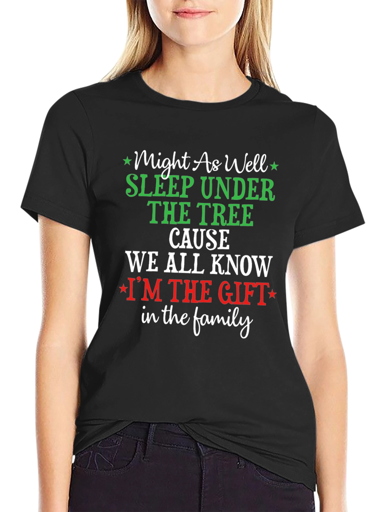 Black Funny Christmas Gift T-Shirt view 2
