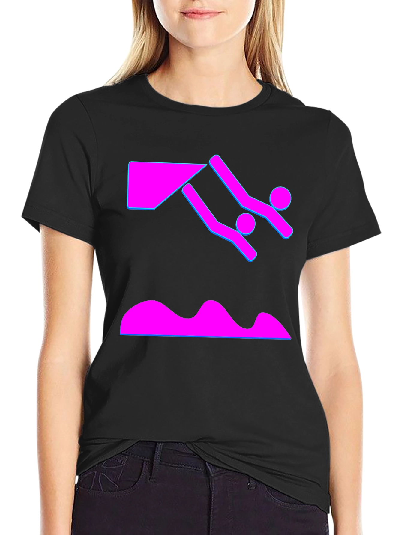 Black Neon Dive T-Shirt - Black Graphic Tee view 2