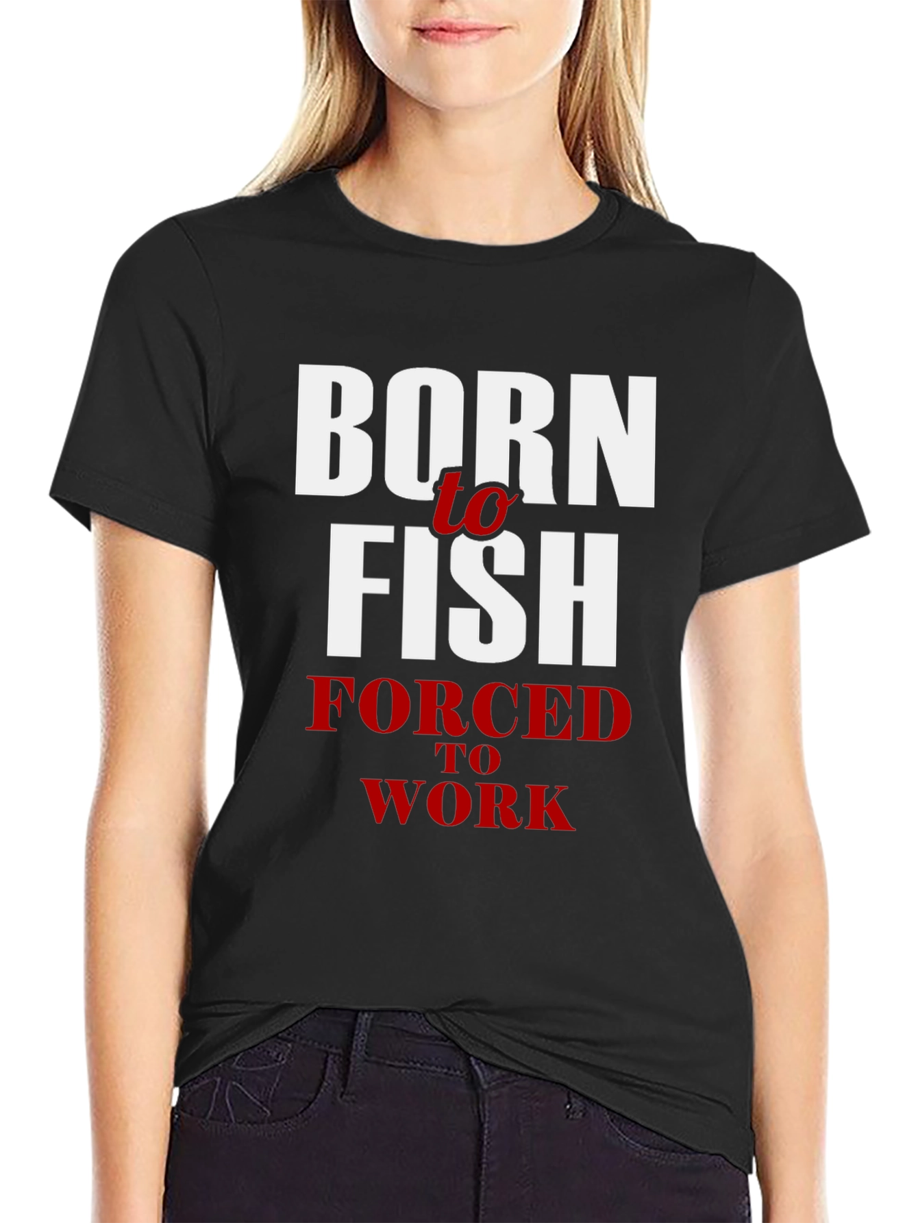 Black Born to Fish Men's Graphic T-Shirt - Fishing Lover Tee view 2