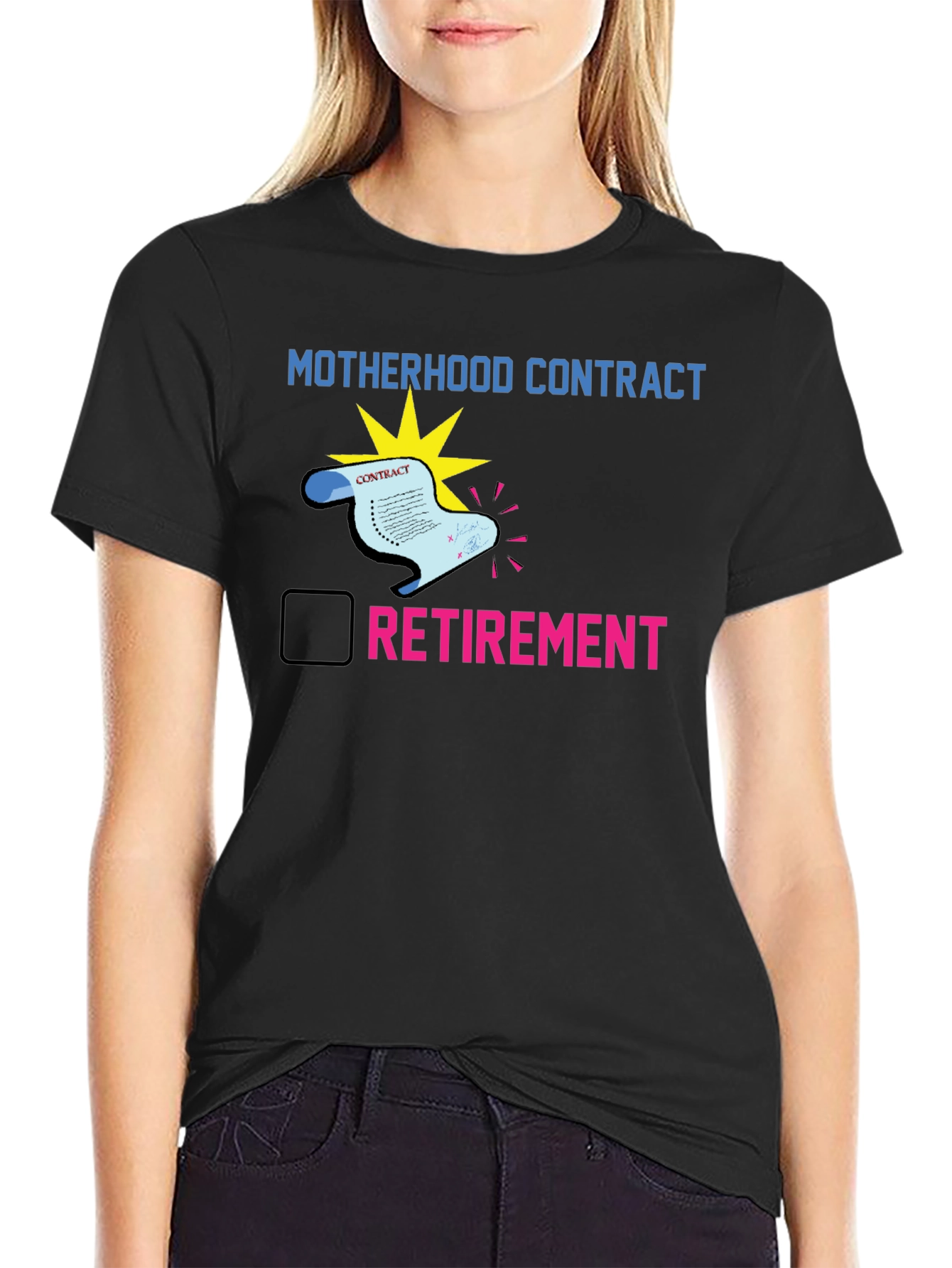 Black Motherhood Contract Retirement T-Shirt view 2
