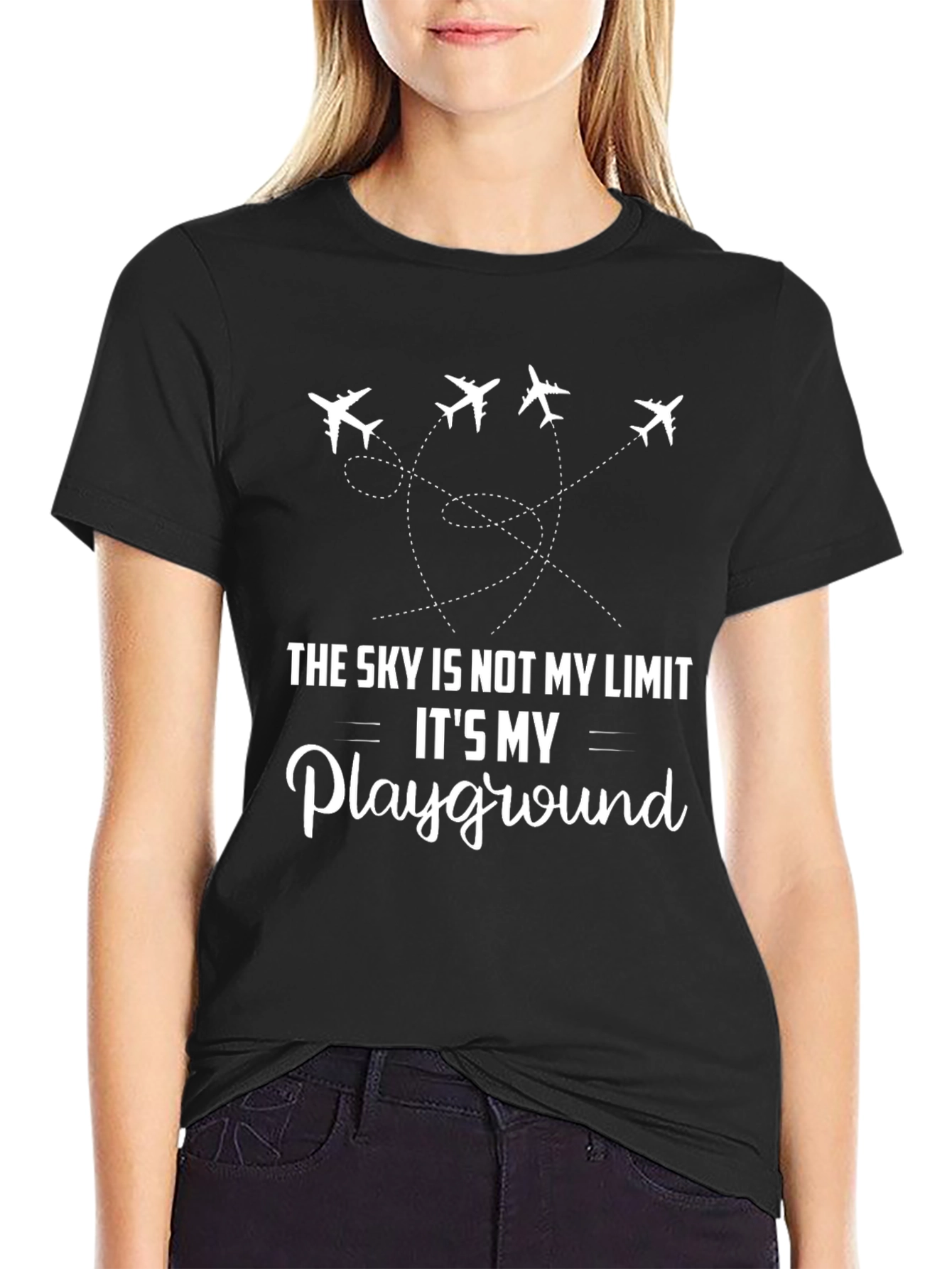 Black The Sky is Not My Limit T-Shirt - Aviation Gift view 2