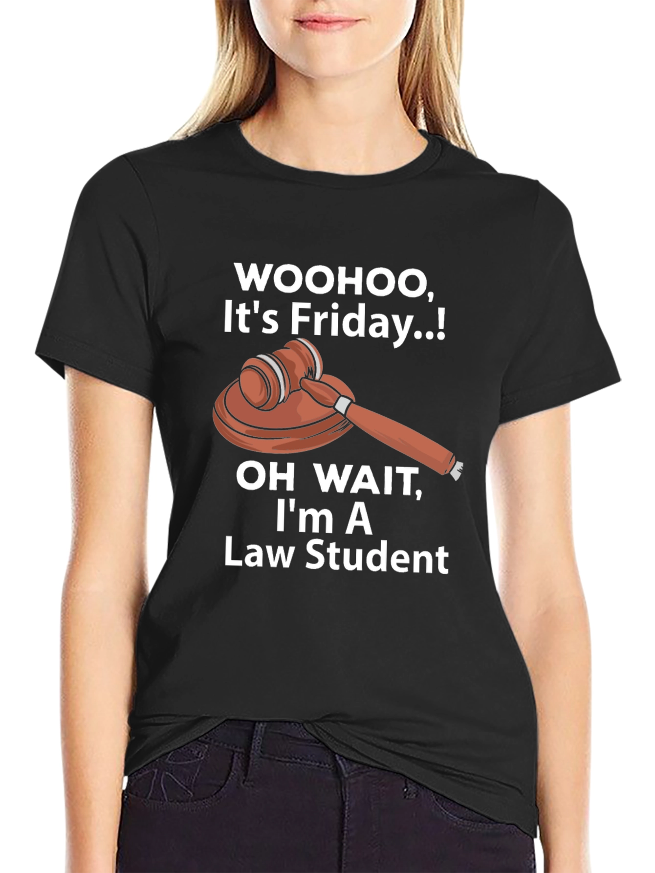 Black Law Student Friday T-Shirt - Court Gavel Humor Tee view 2