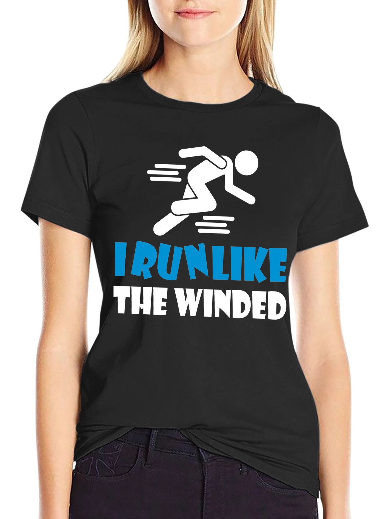 Black I Run Like the Winded Black T-Shirt view 2