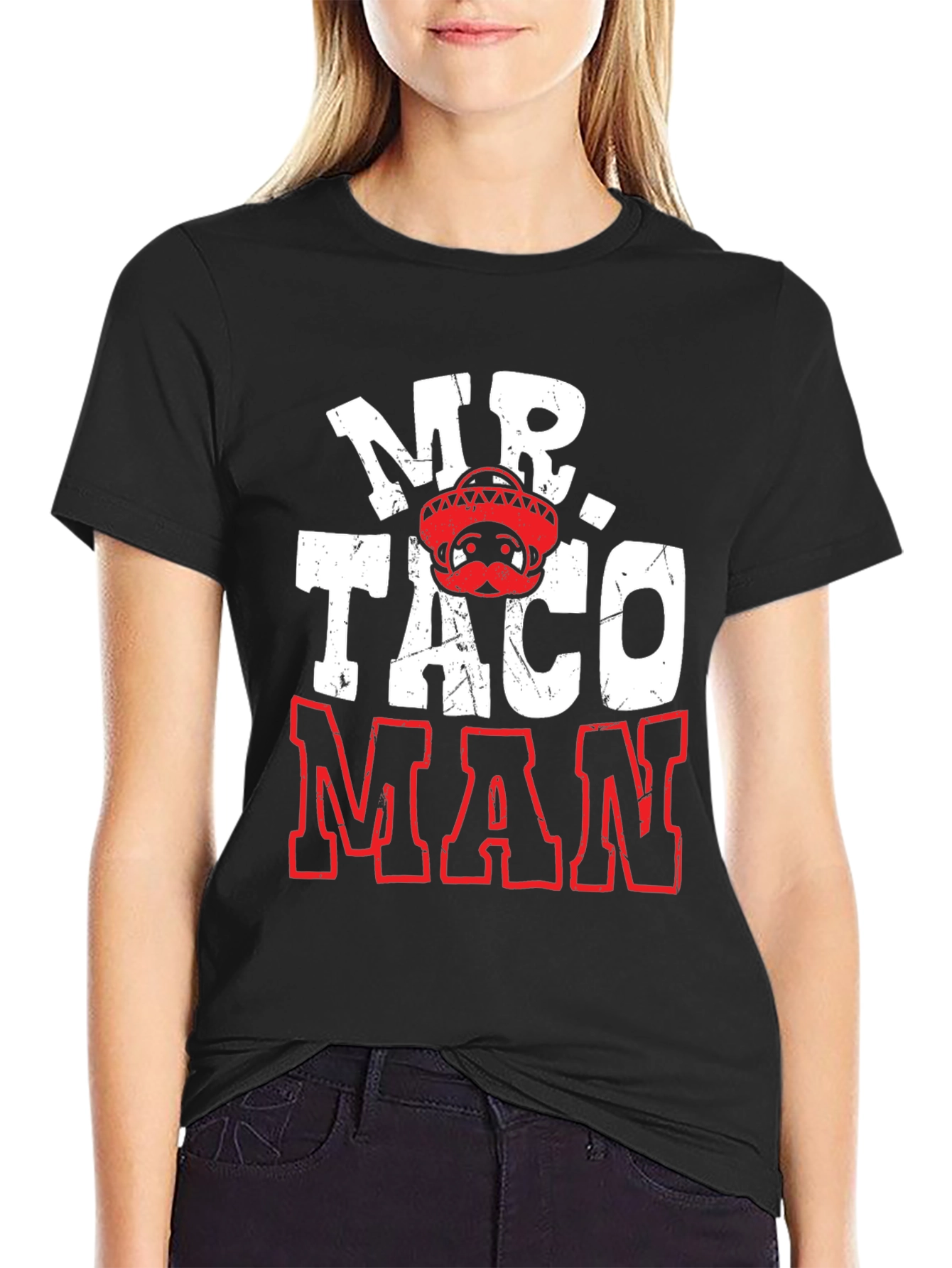 Black Mr. Taco Man Novelty Graphic T-Shirt view 2