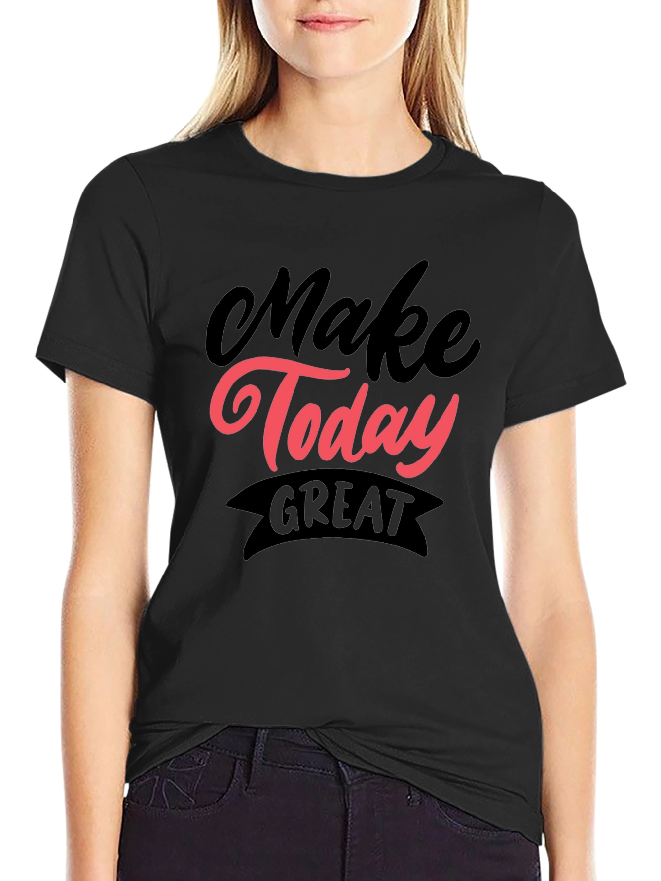 Black Make Today Great Graphic Tee - Black view 2