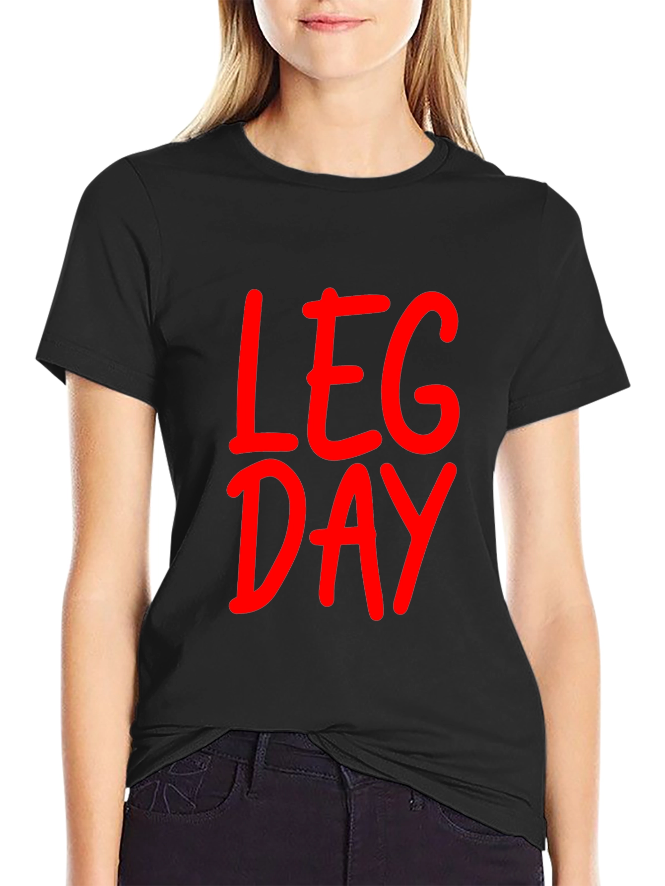 Black Leg Day Black T-Shirt - Gym Workout Apparel view 2
