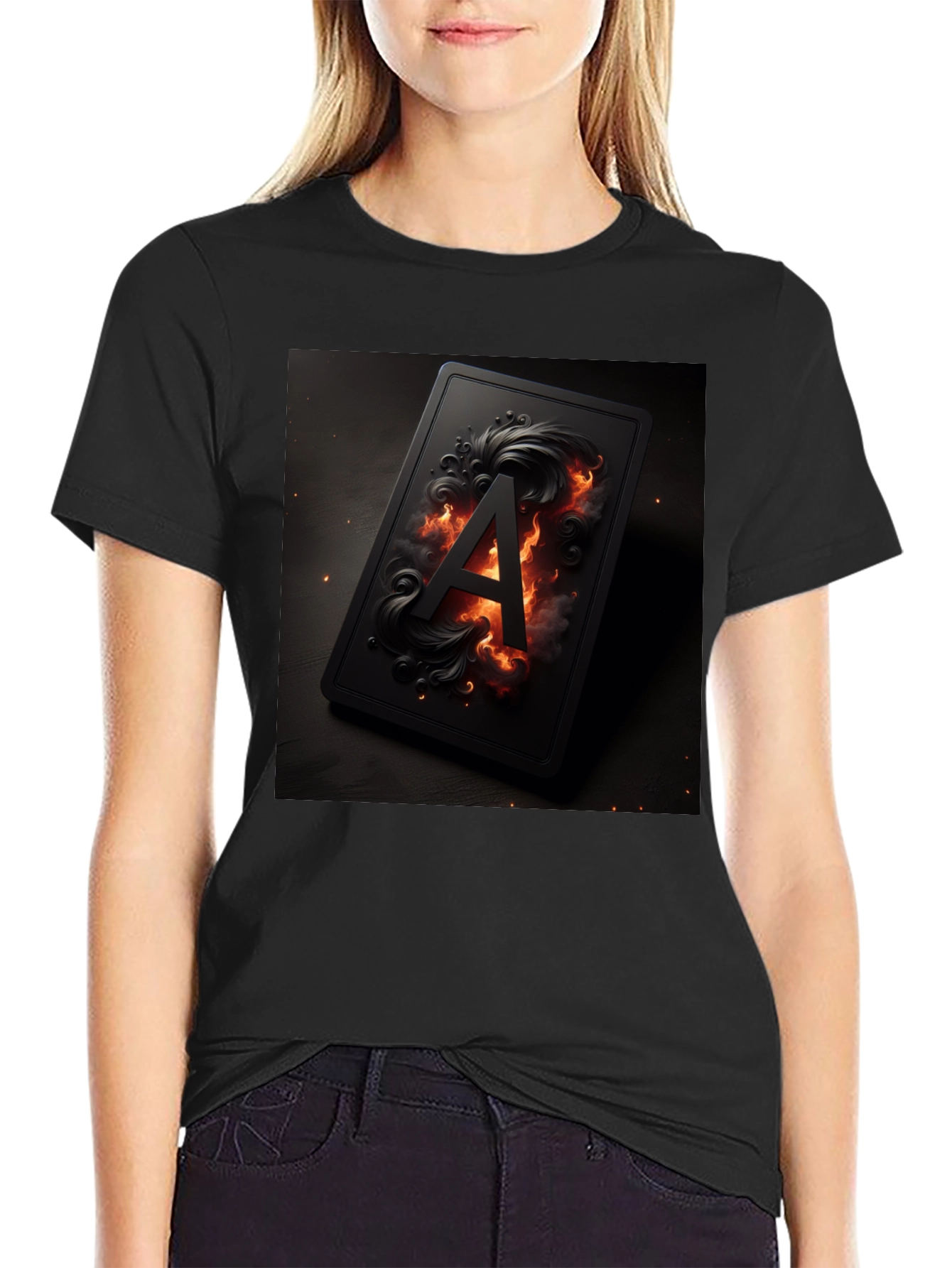 Black Ace of Spades Graphic Black T-Shirt view 2