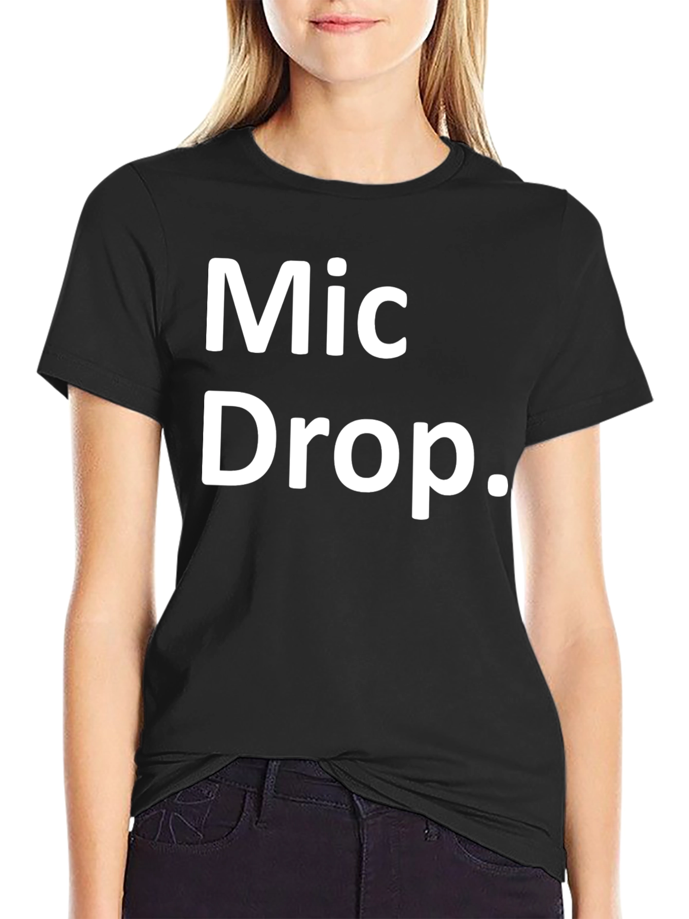 Black Mic Drop T-Shirt - Bold Statement Tee view 2