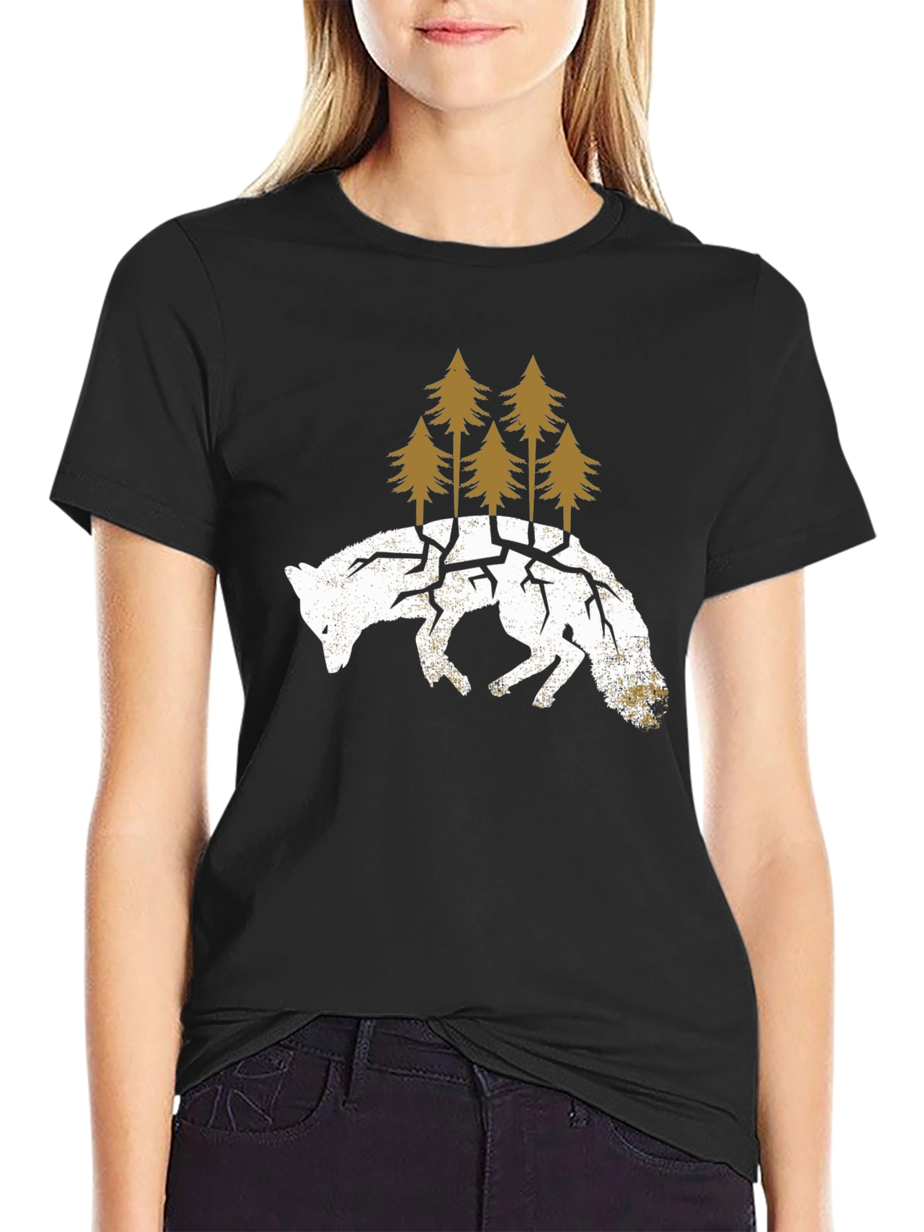 Wolf & Forest Graphic Tee - Unisex Black T-Shirt - 2