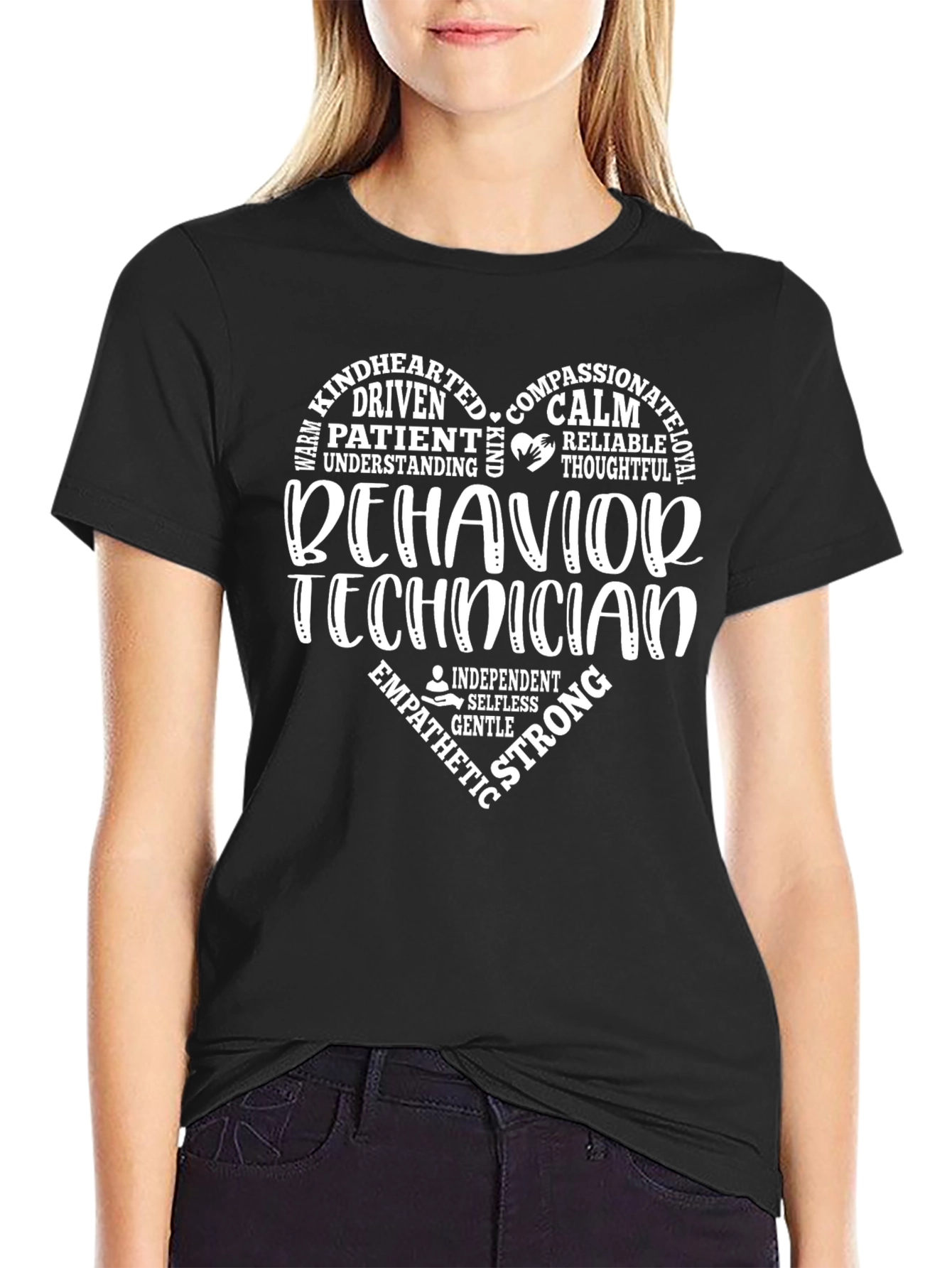 Black Behavior Technician Heart T-Shirt view 2