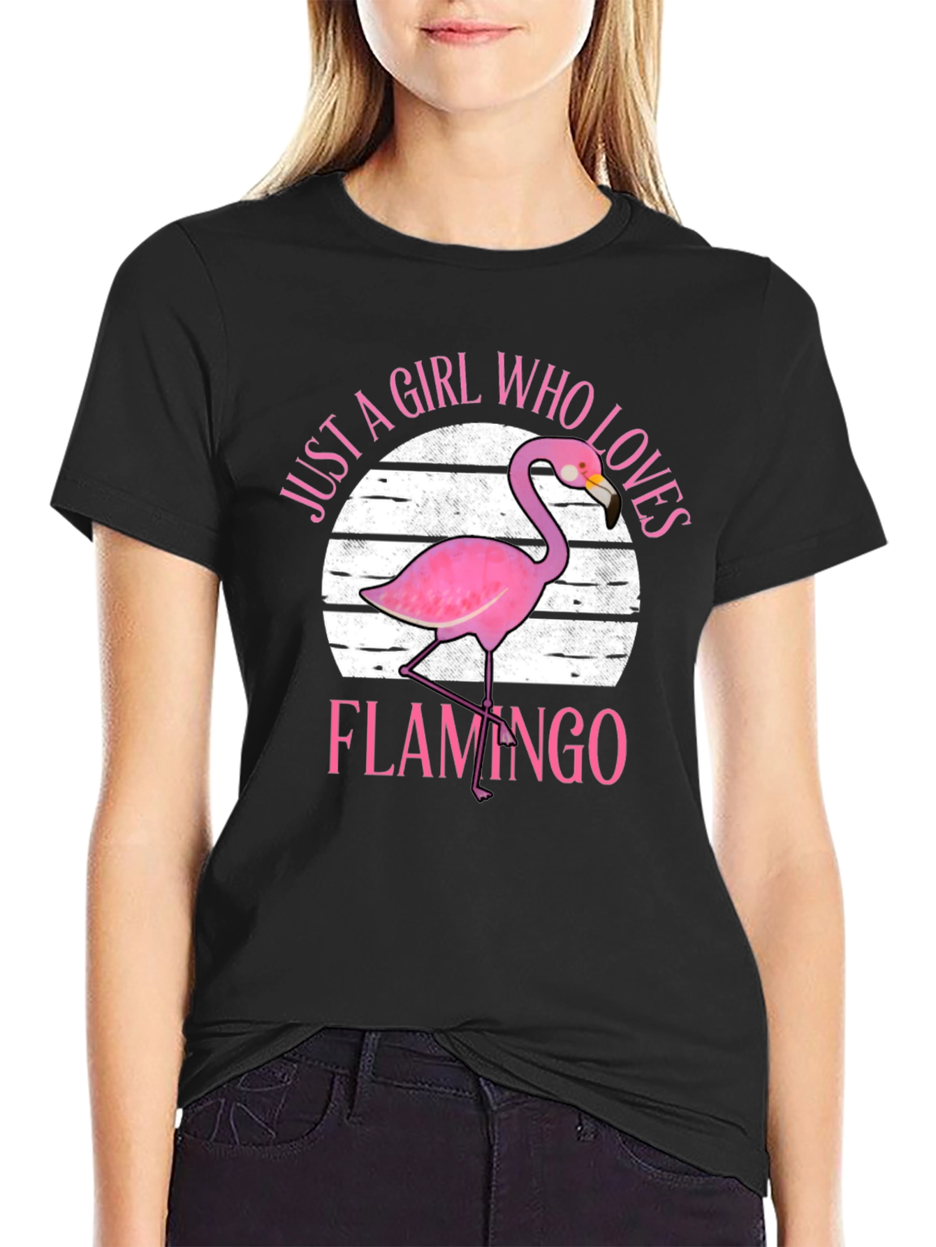Black Girl Who Loves Flamingos T-Shirt view 2
