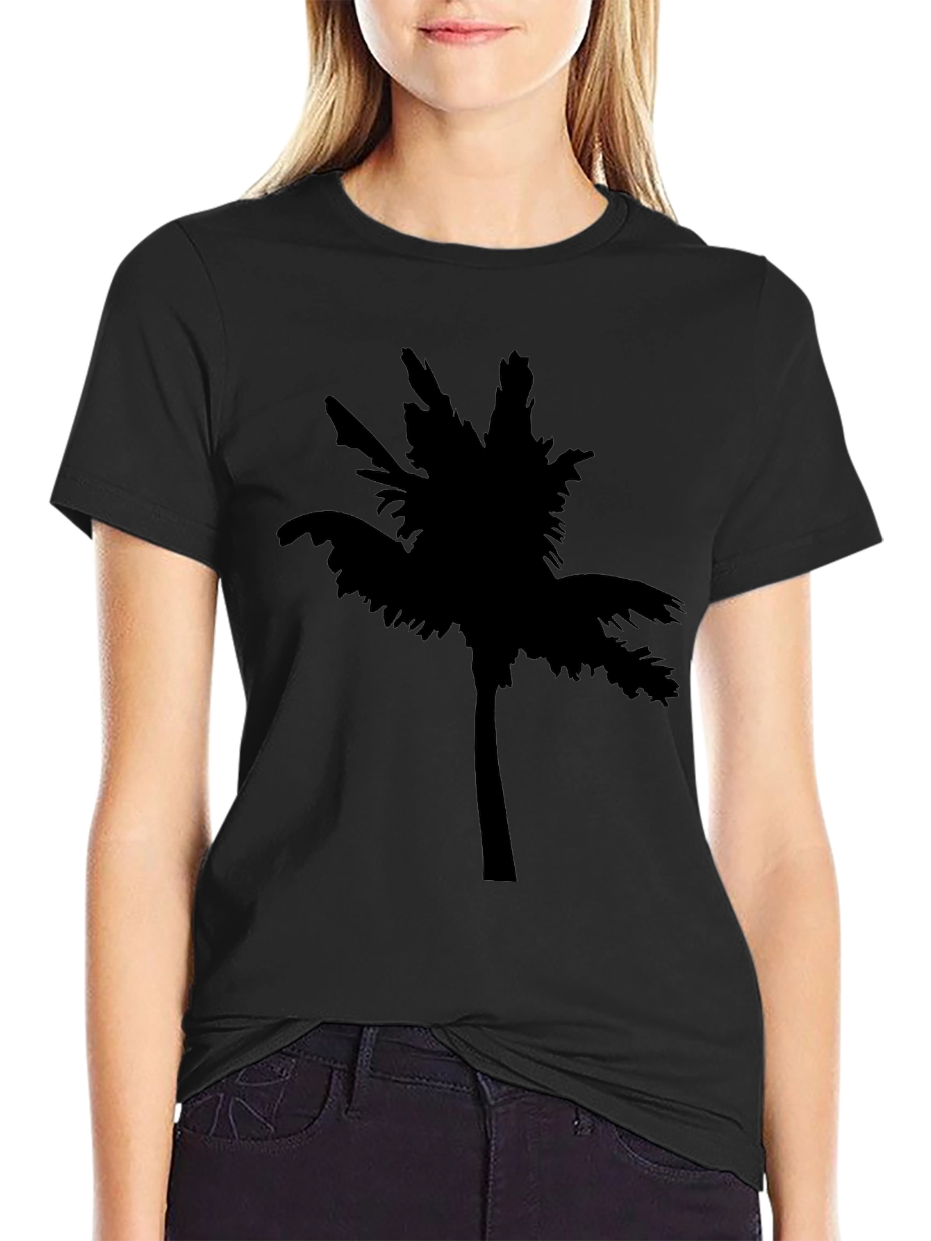 Black Men's Black Palm Tree Graphic T-Shirt view 2