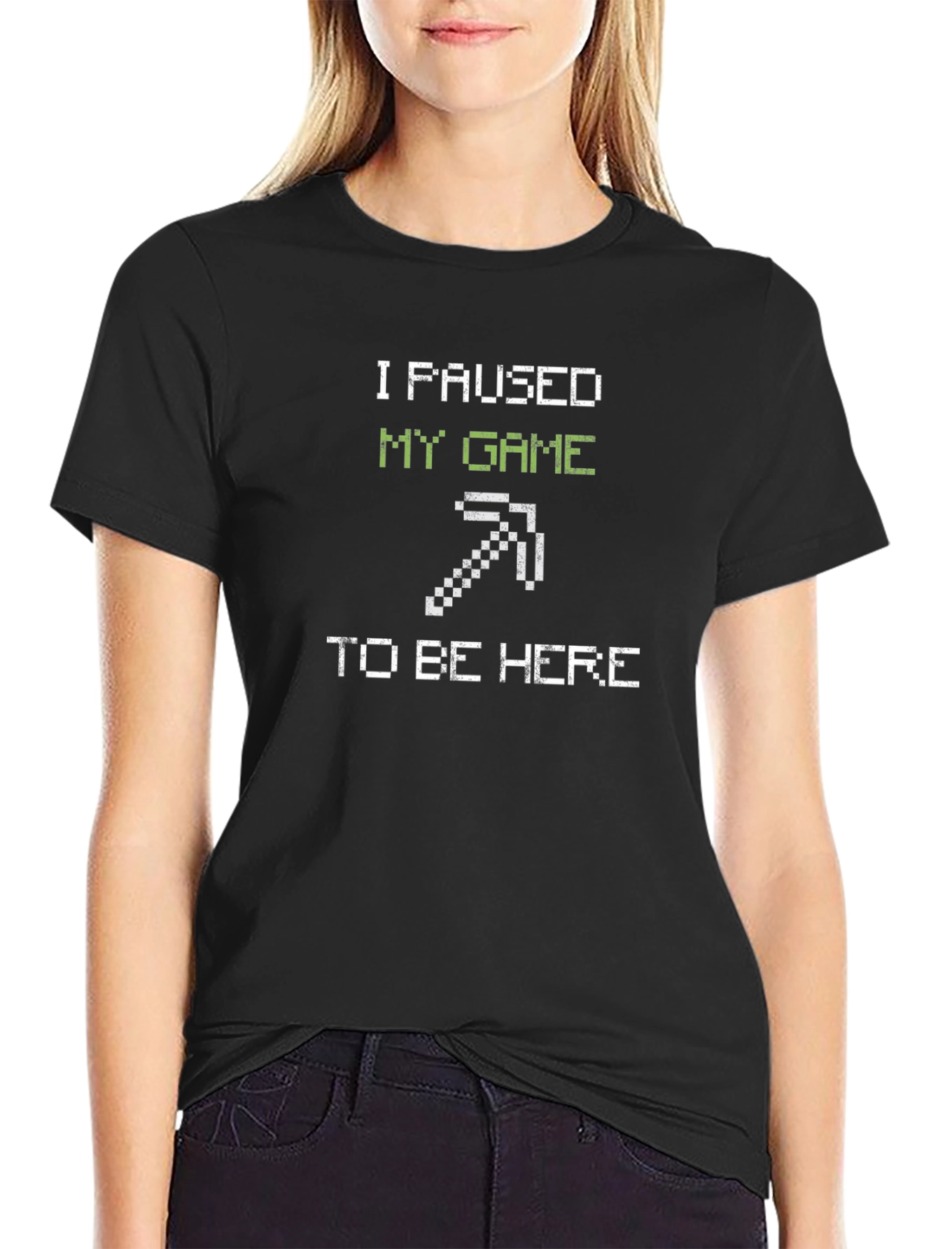 Black I Paused My Game Funny Gamer T-Shirt view 2