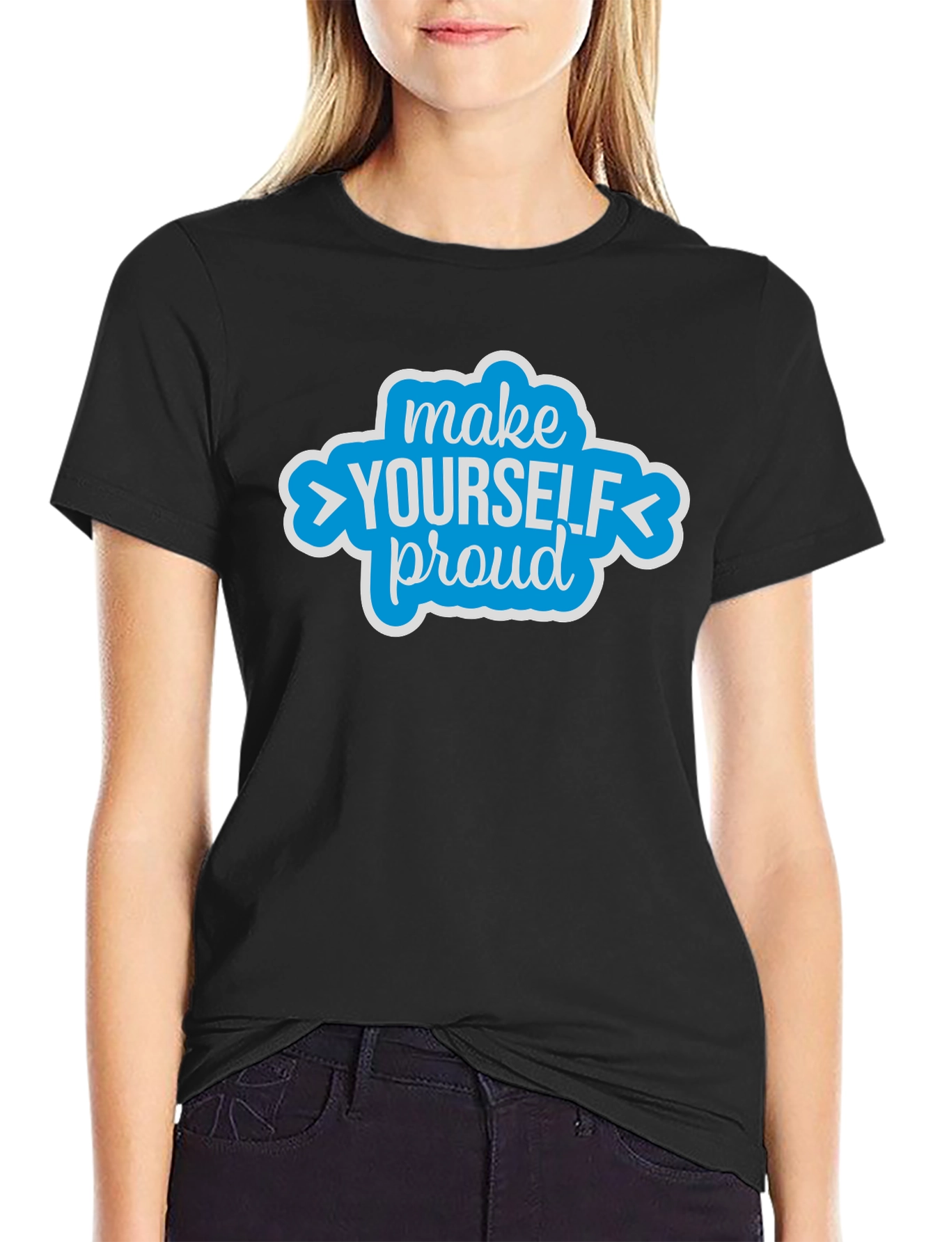 Black Make Yourself Proud Graphic Tee - Motivational Shirt view 2