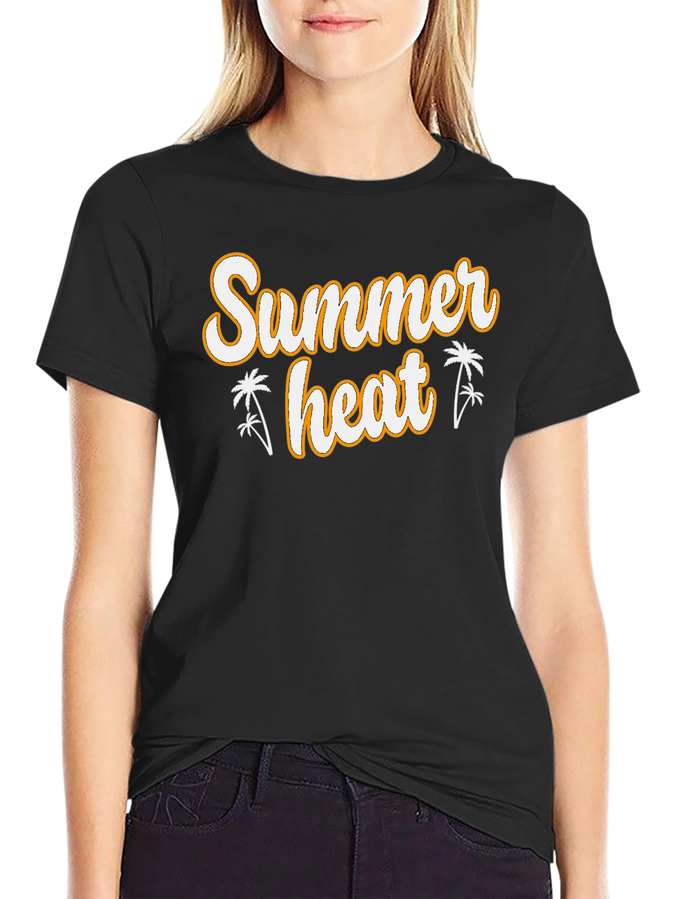 Black Summer Heat Graphic Tee - Black Cotton T-Shirt view 2