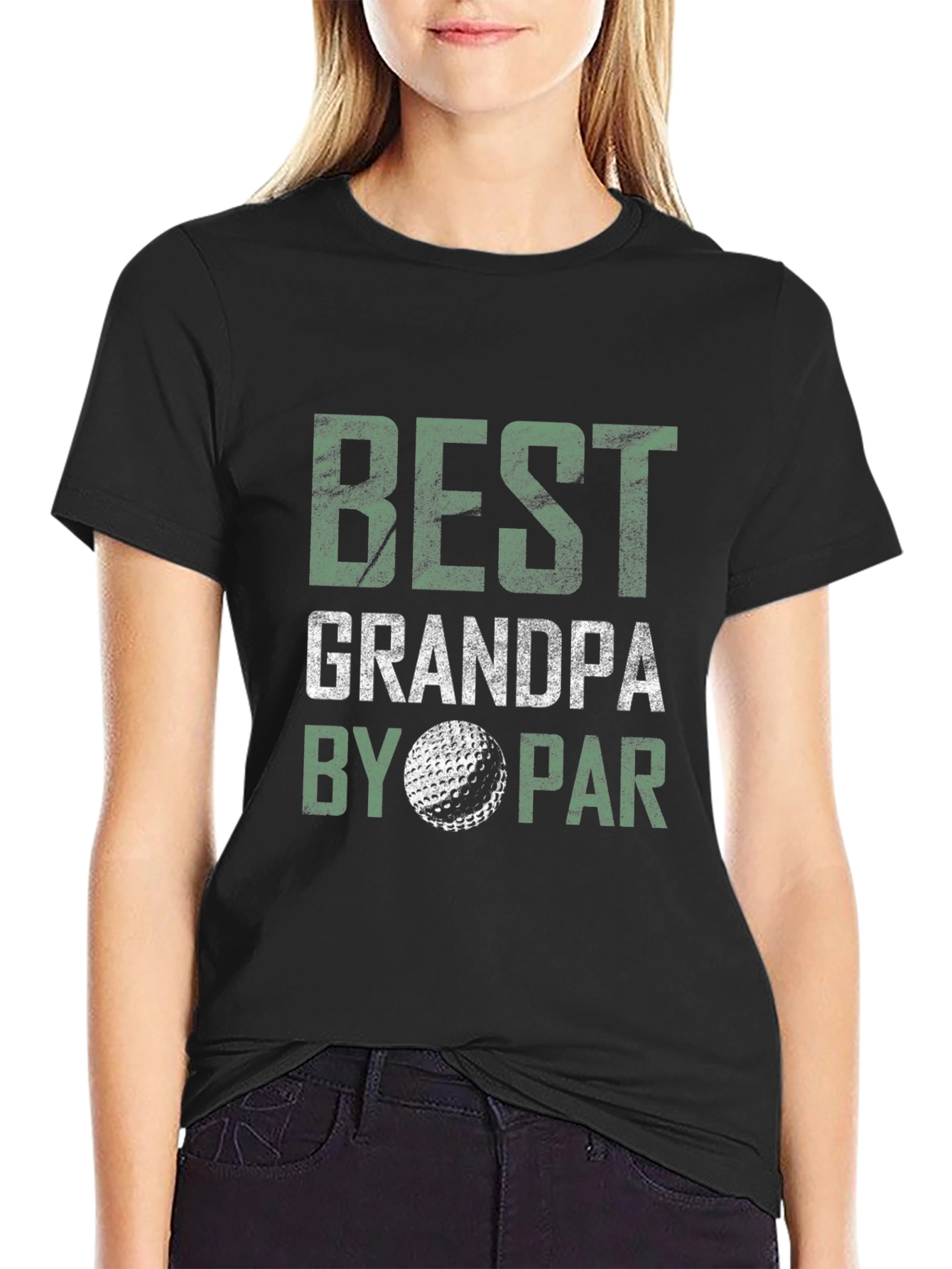 Black Best Grandpa By Par Golf T-Shirt view 2