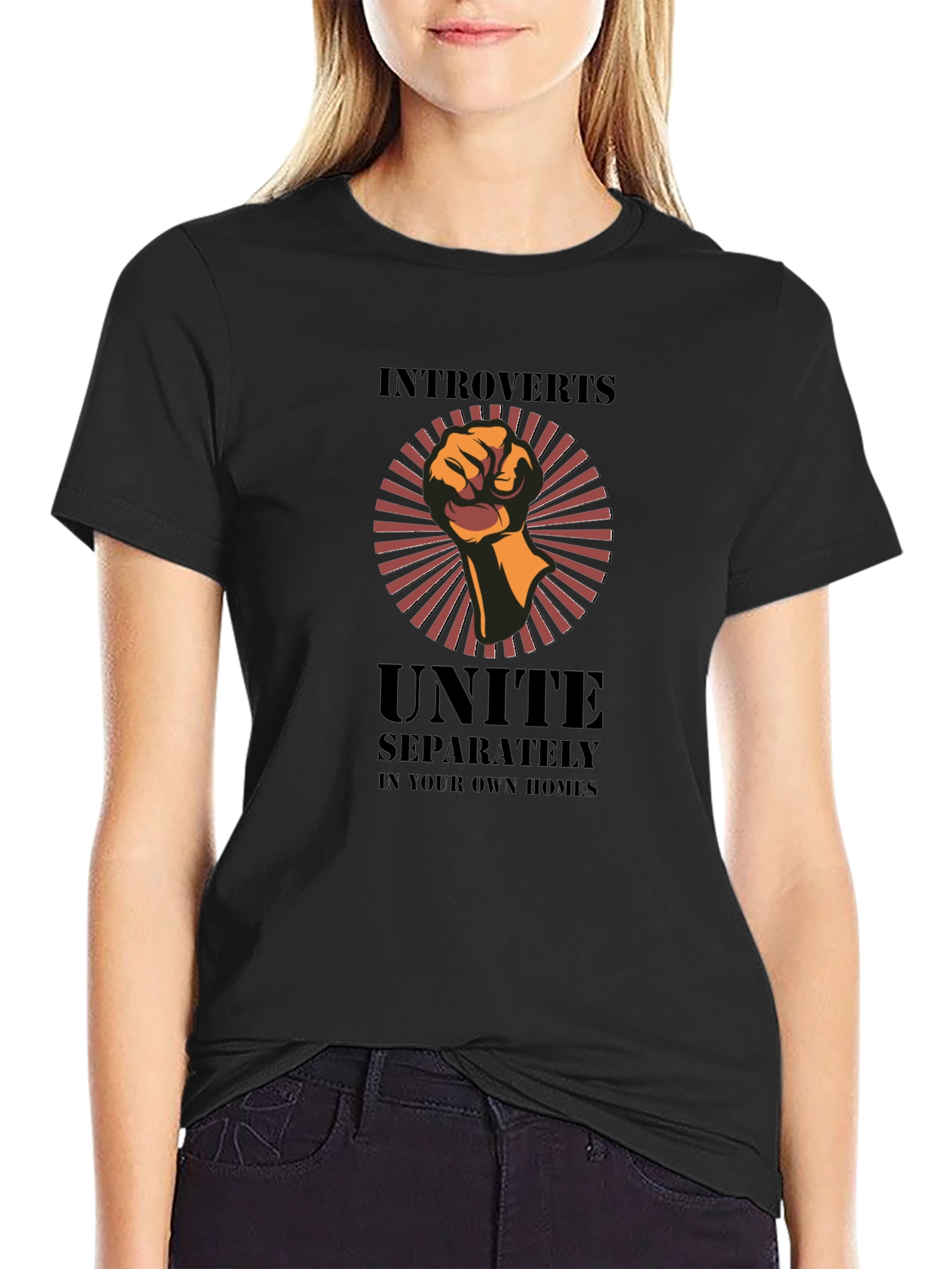 Black Introverts Unite T-Shirt - Separately! view 2