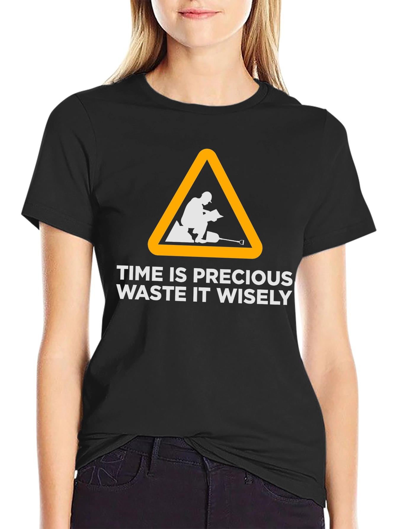 Black Time is Precious Graphic Tee - Black view 2