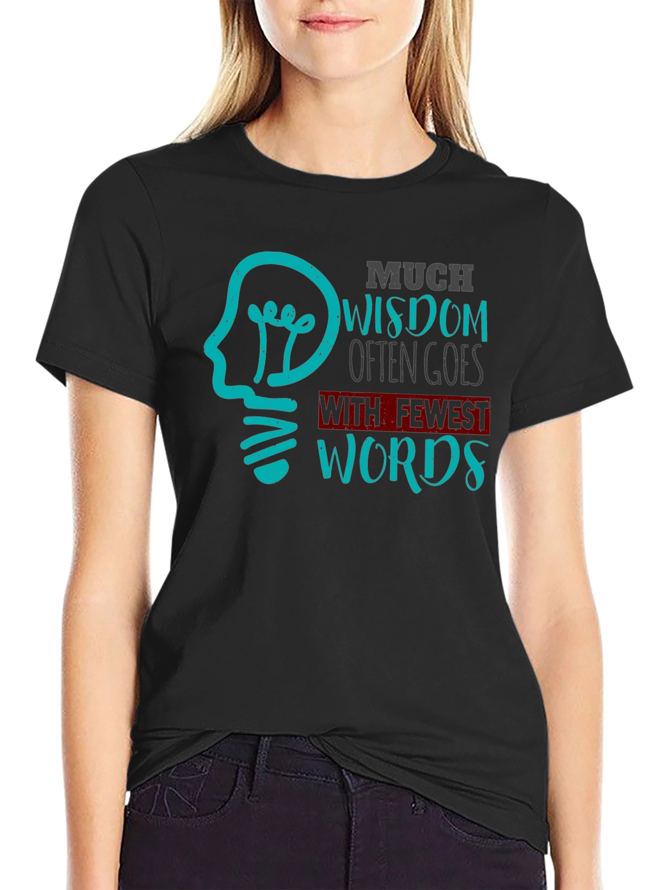 Black Much Wisdom Graphic Tee - Black Cotton T-Shirt view 2