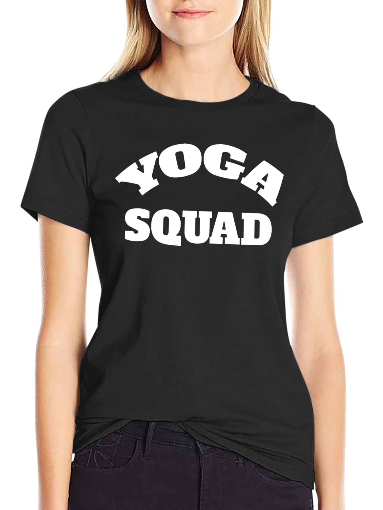 Black Yoga Squad Black Crew Neck T-Shirt view 2