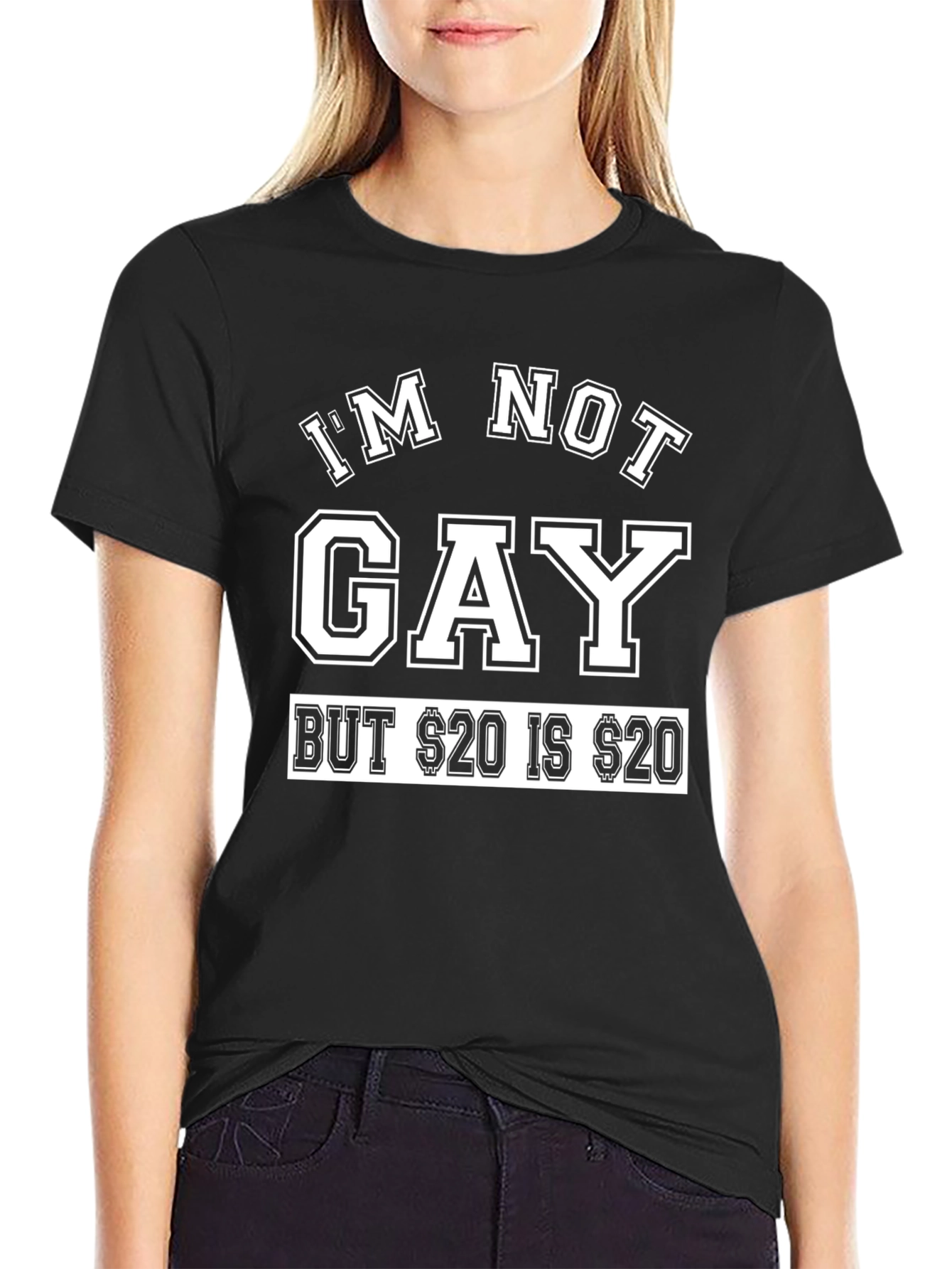 Black I'm Not Gay Funny Graphic T-Shirt view 2