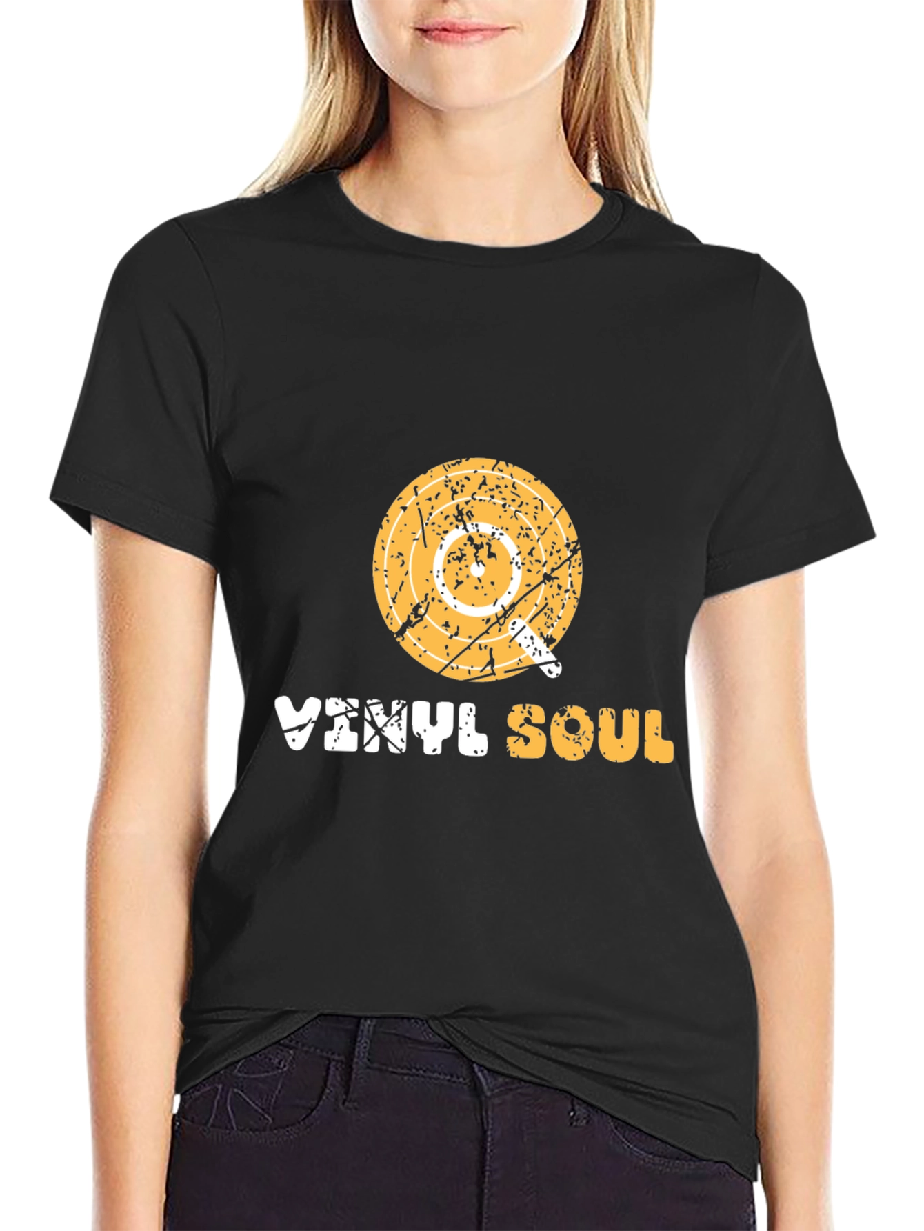Black Vinyl Soul Graphic Tee - Retro Music T-Shirt view 2