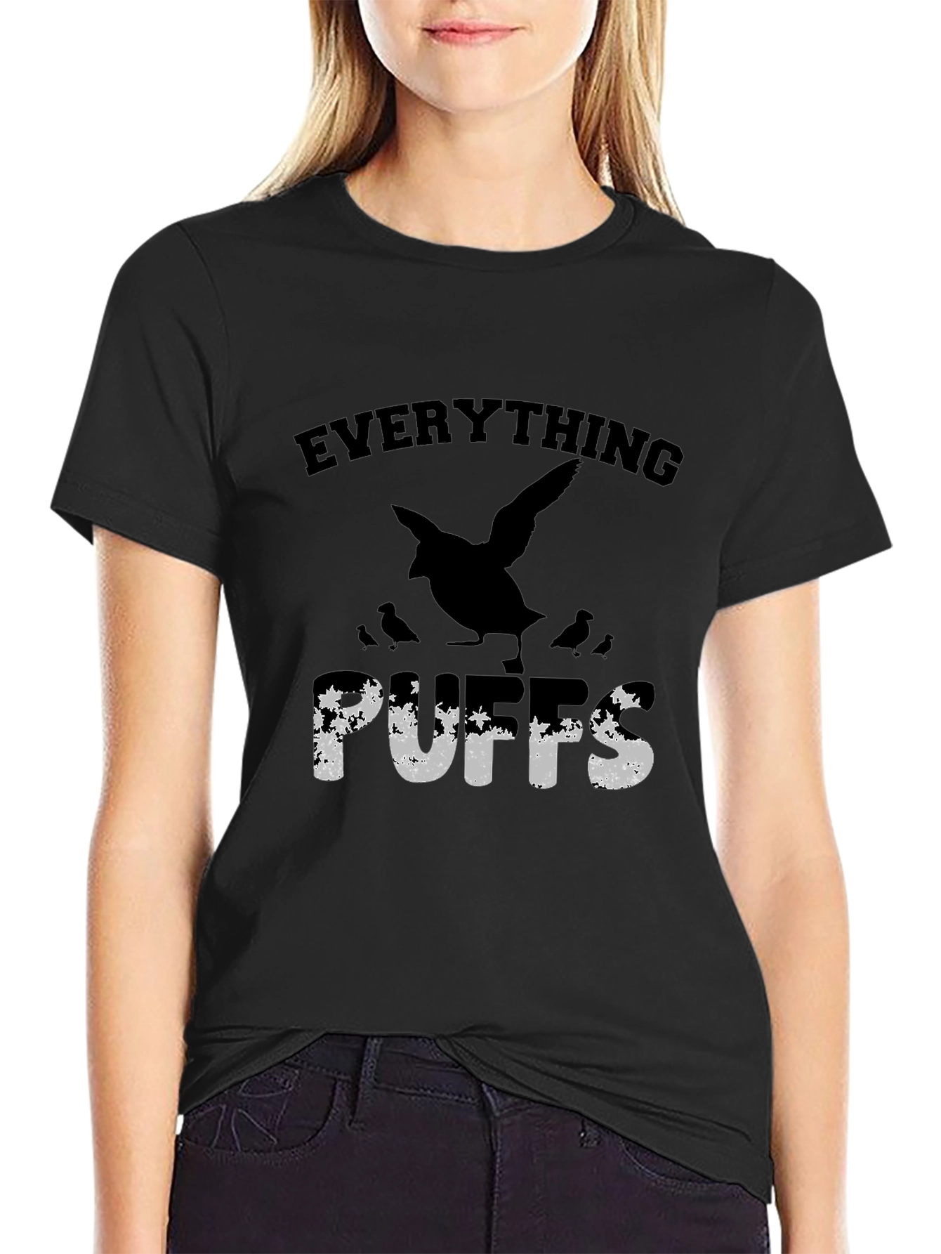 Black Everything Puffs T-Shirt - Funny Bird Lover Tee view 2