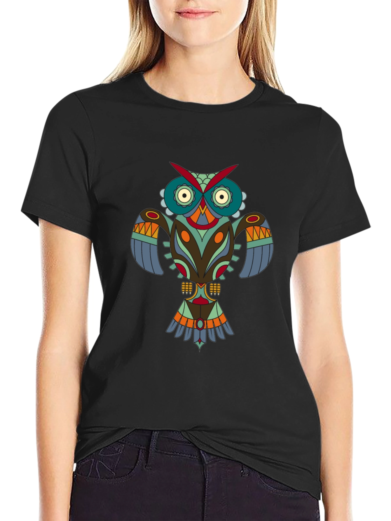 Black Tribal Owl Graphic Tee - Modern Menswear view 2