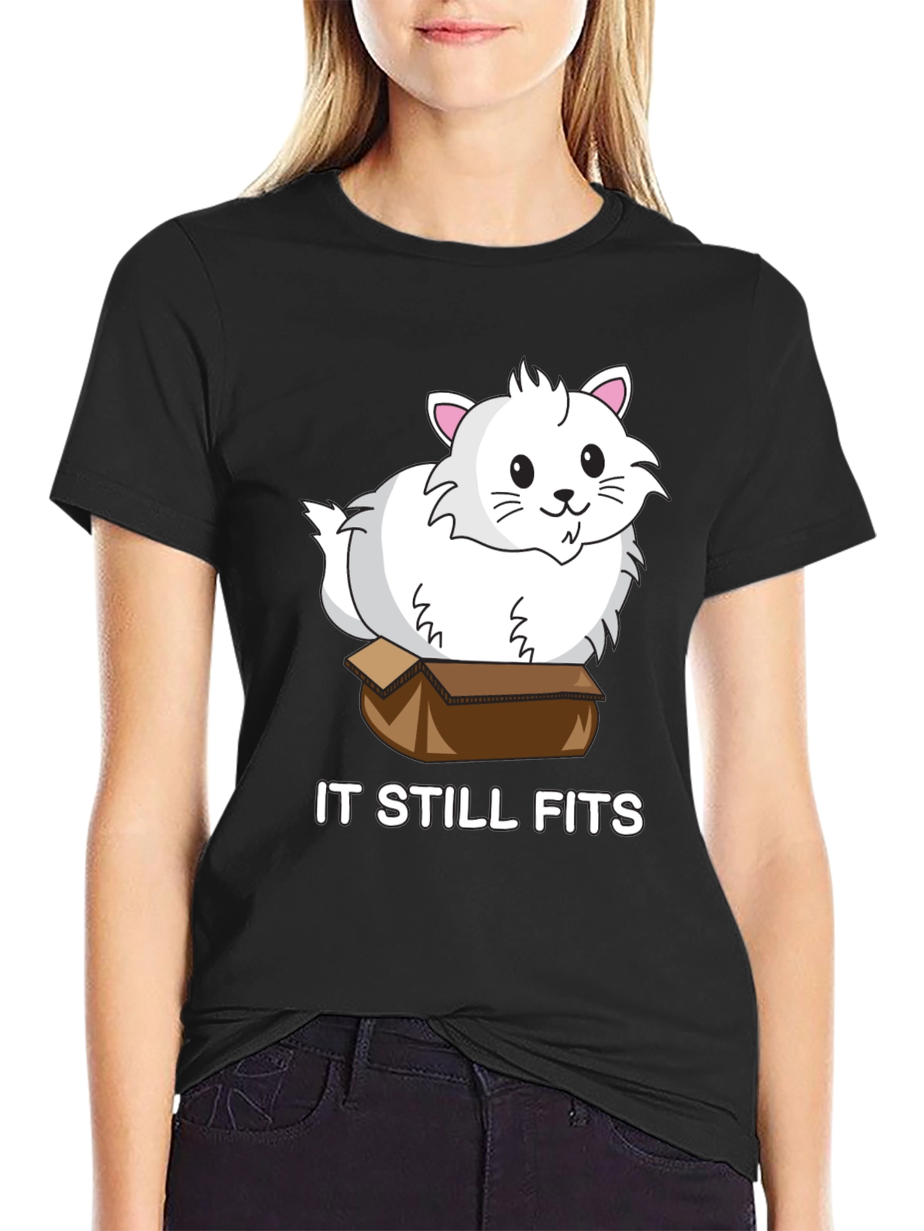 Black Cat in a Box T-Shirt - "It Still Fits" view 2