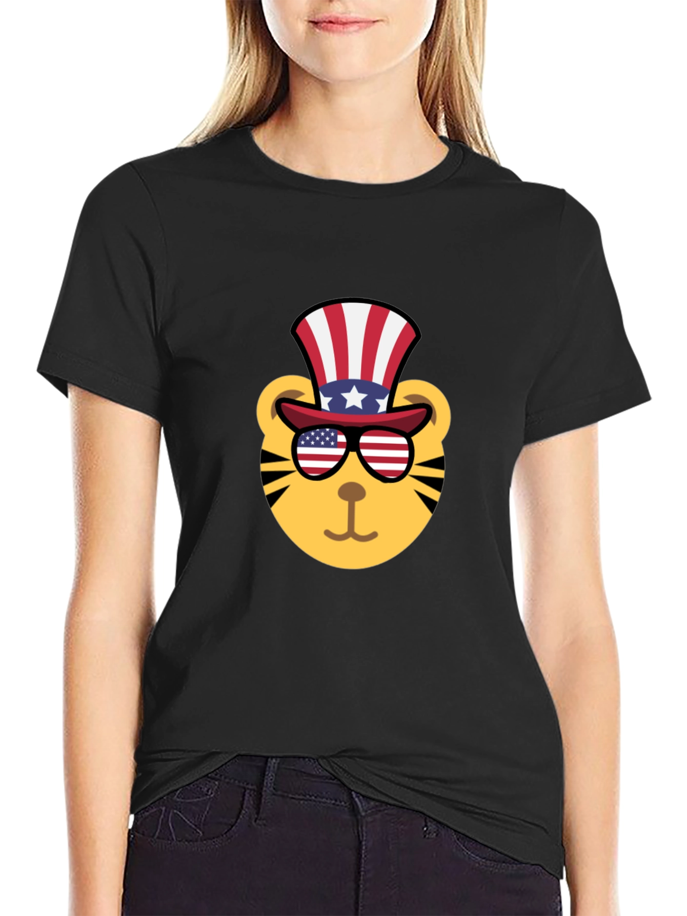 Black Patriotic Tiger Graphic Tee - Men's Black T-Shirt view 2