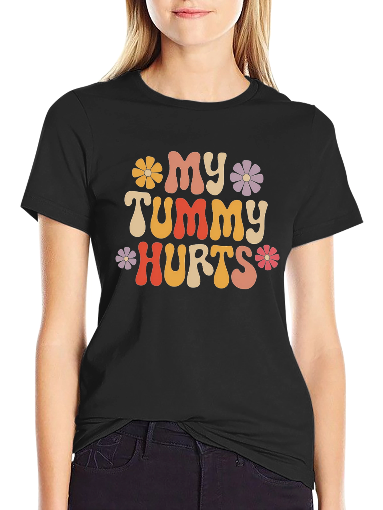 Black My Tummy Hurts Graphic Tee - Funny Shirt view 2