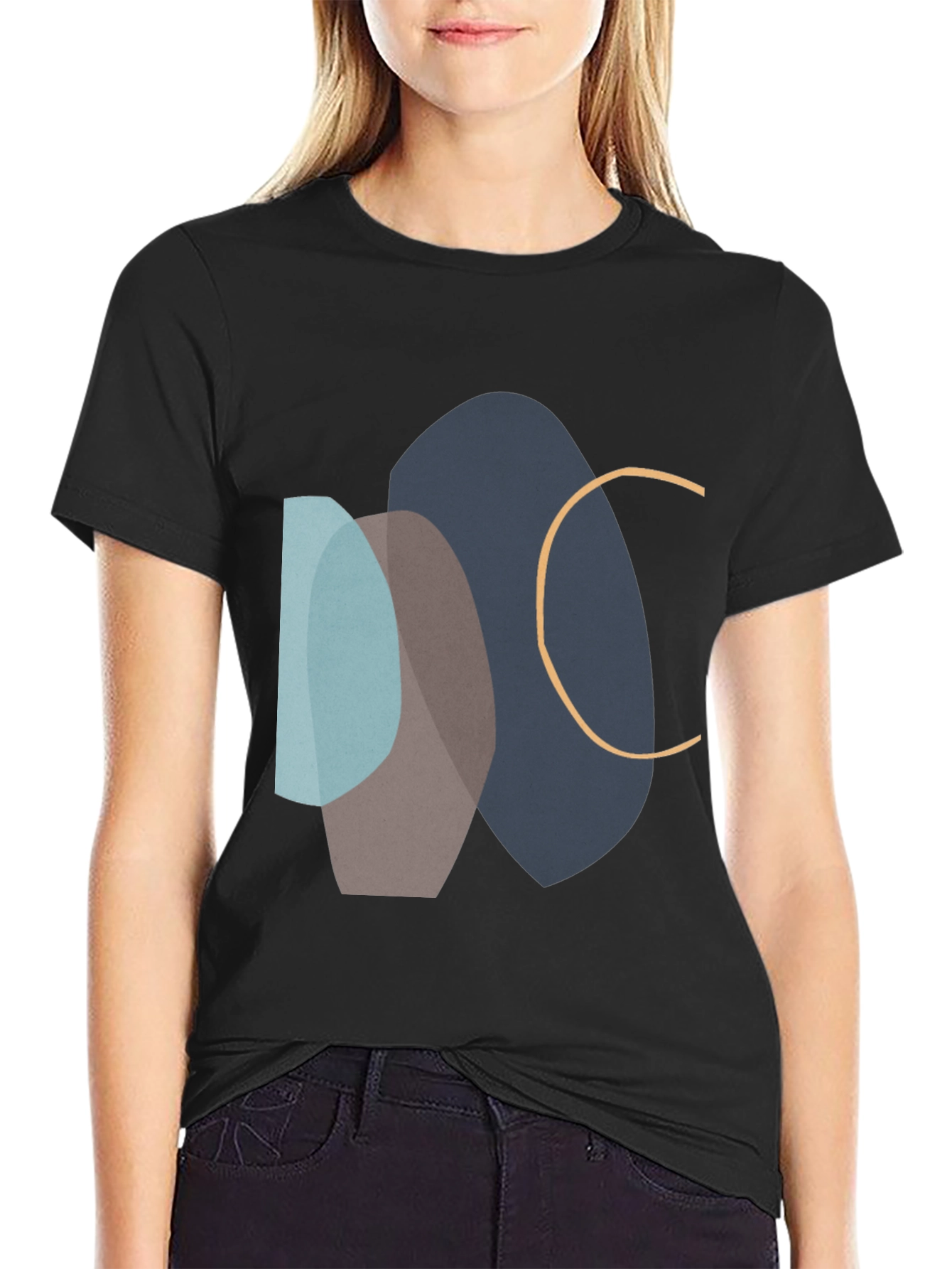 Black Abstract Graphic Print Black T-Shirt view 2