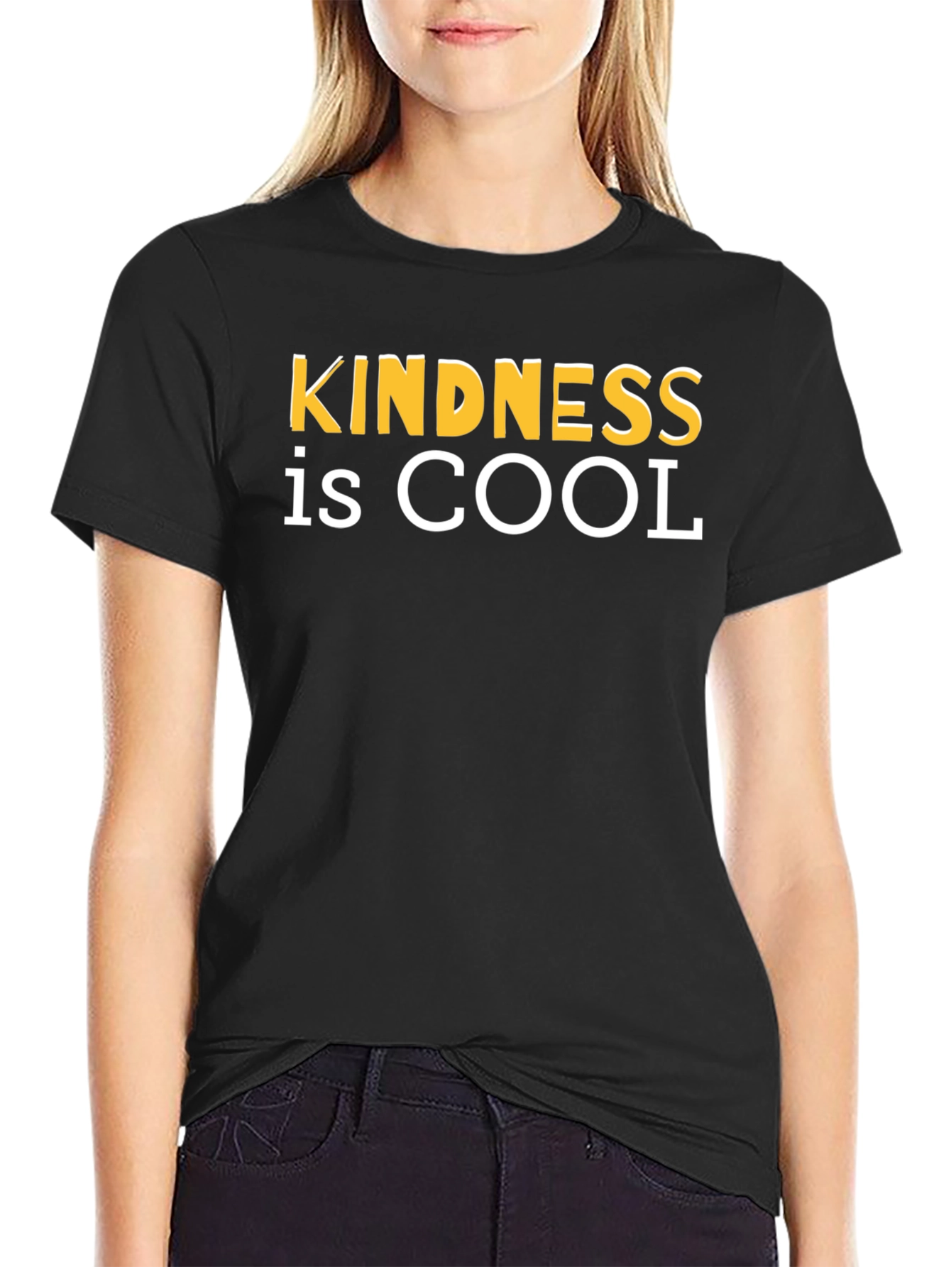 Black Kindness is Cool Black Graphic T-Shirt view 2