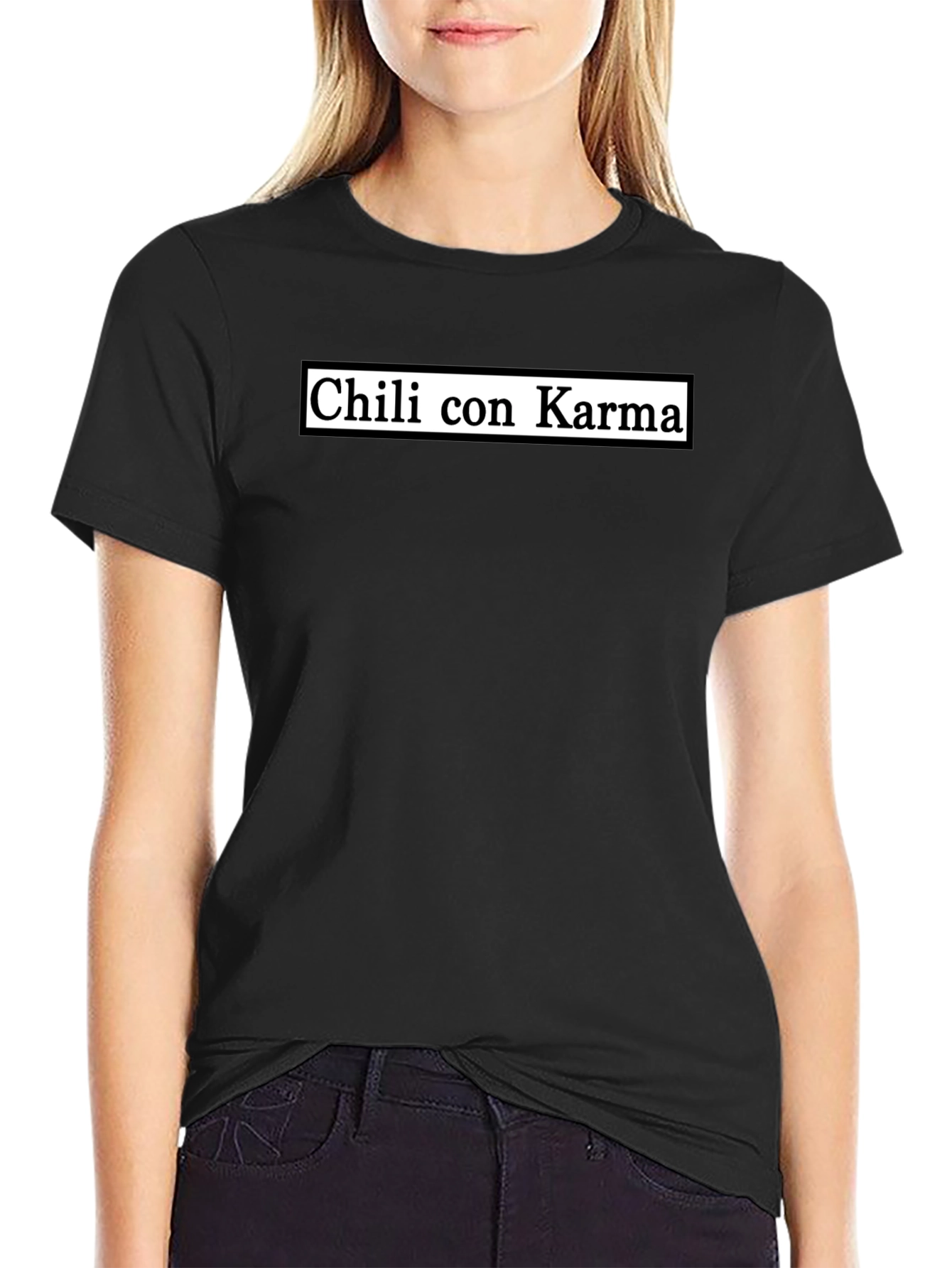 Black Chili con Karma Graphic T-Shirt - Black Casual Tee view 2