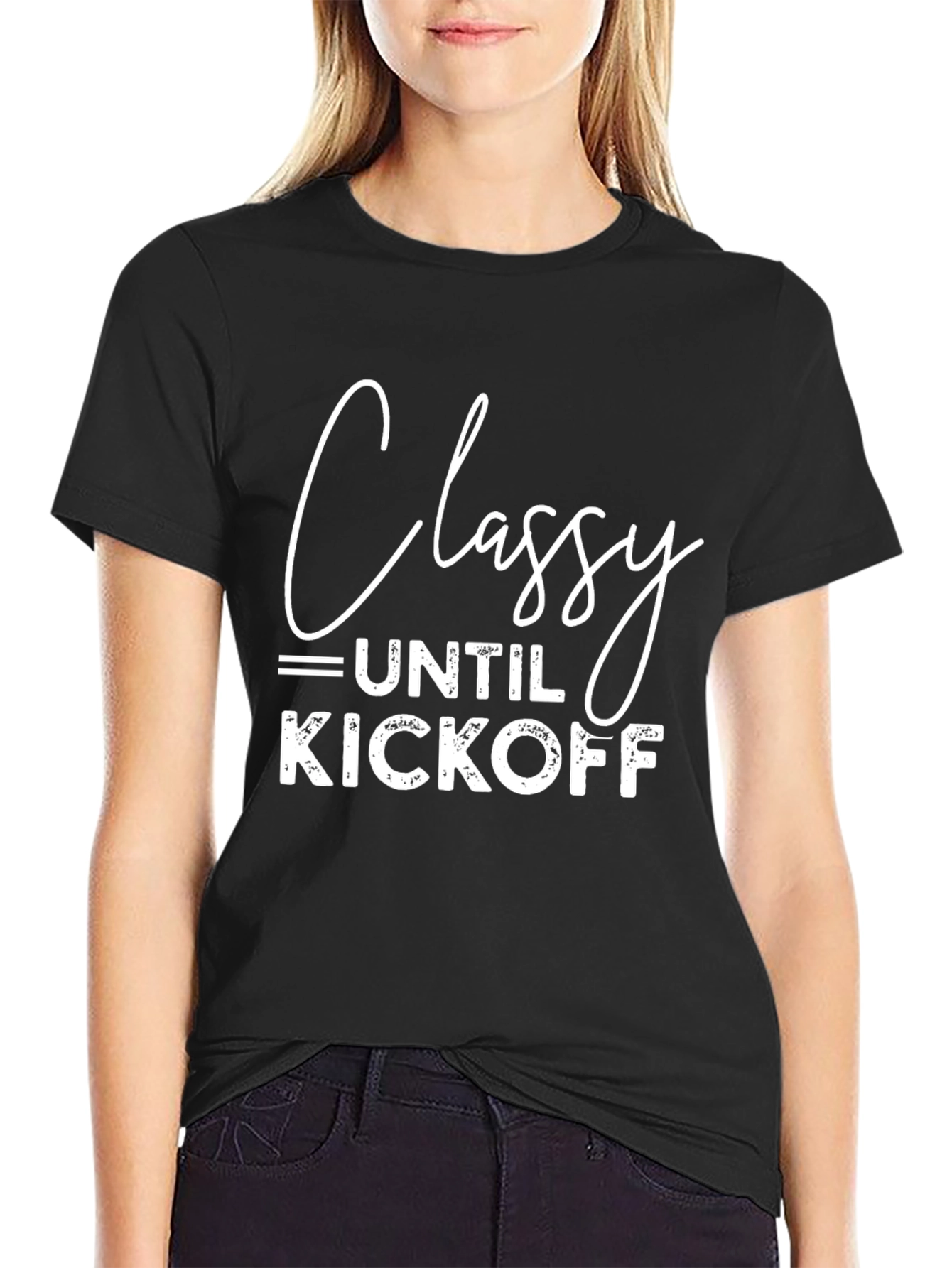 Black Classy Until Kickoff T-Shirt - Game Day Apparel view 2