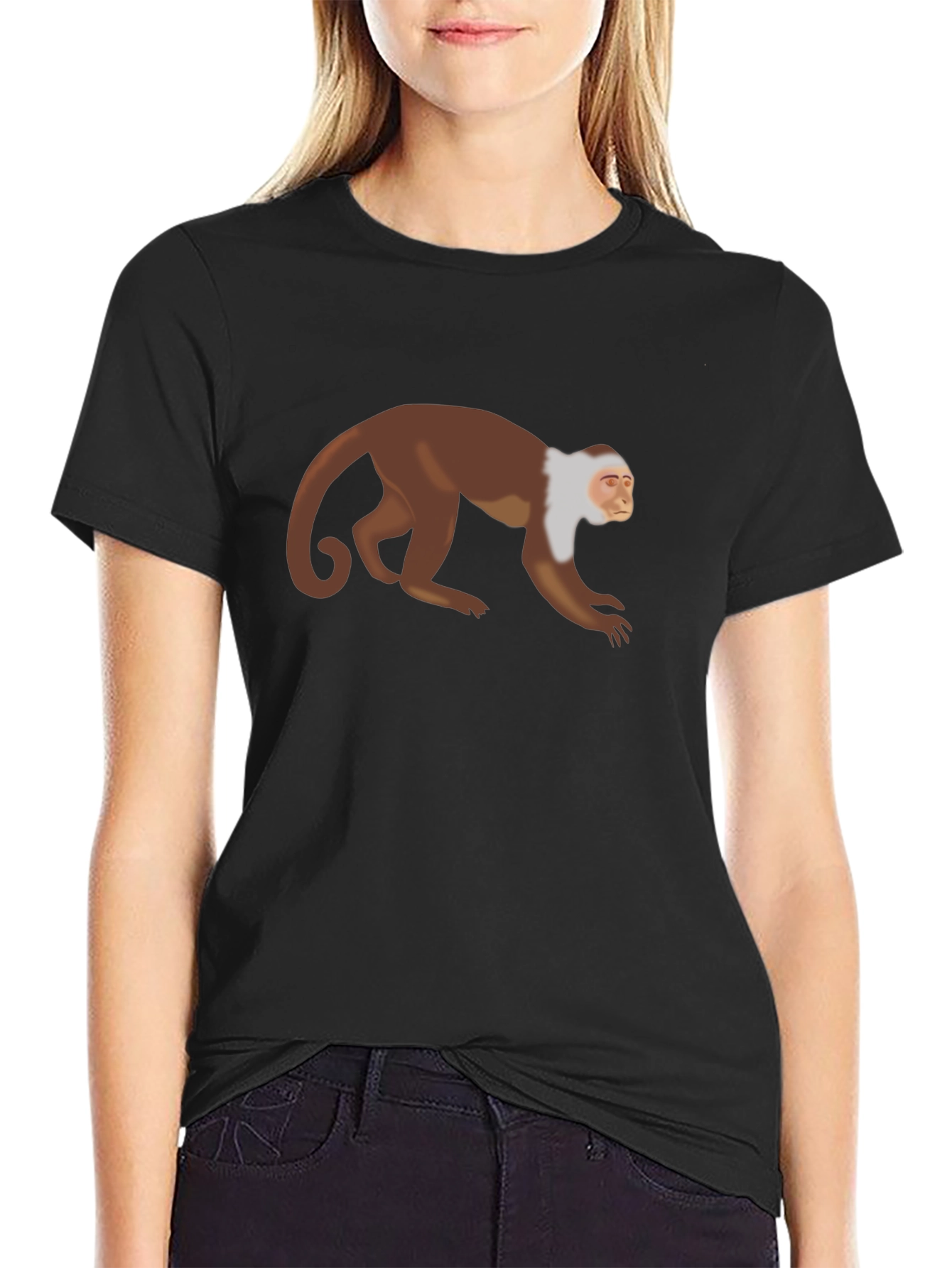 Black Monkey Graphic T-Shirt - Black Casual Tee view 2