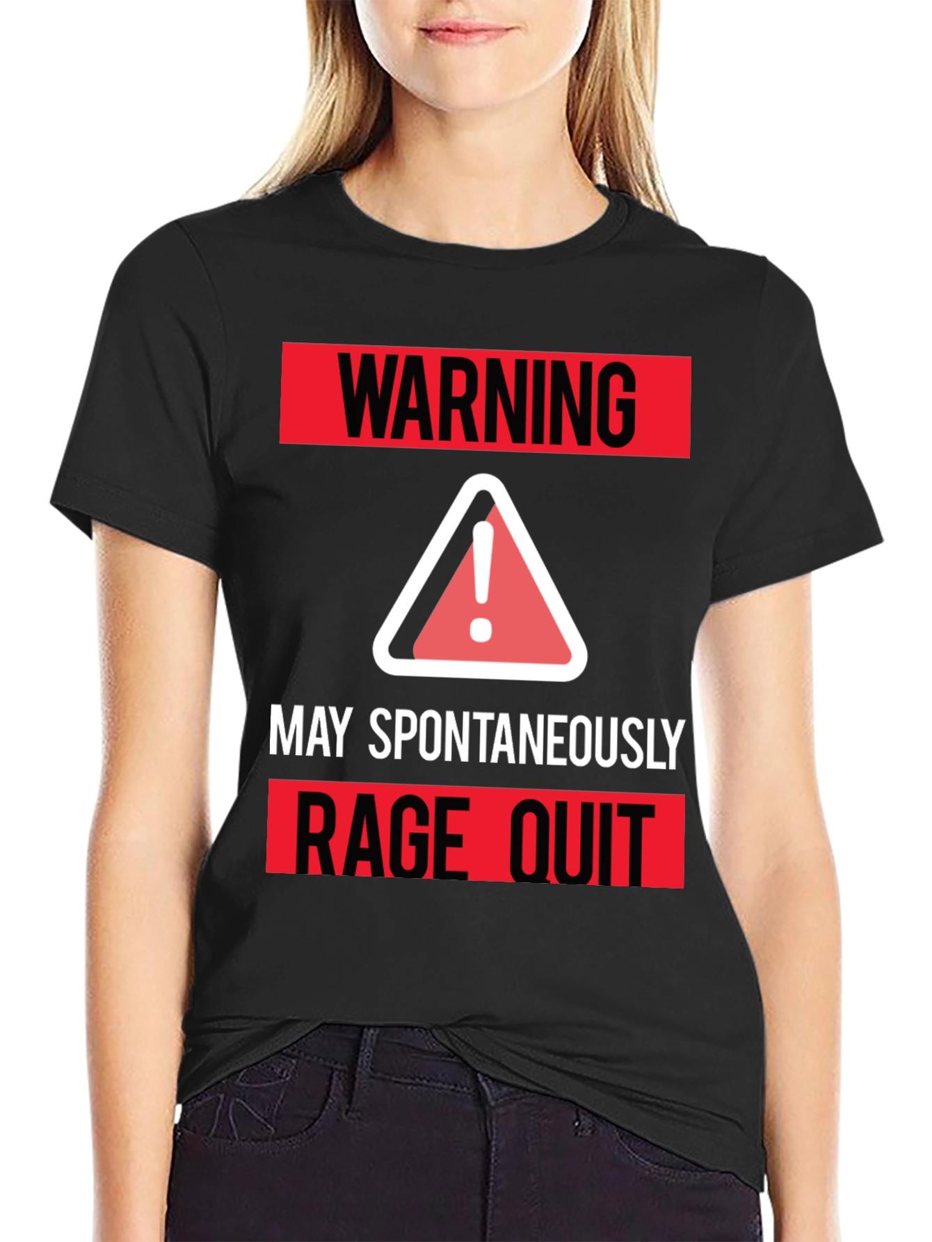 Black Warning May Spontaneously Rage Quit T-Shirt view 2