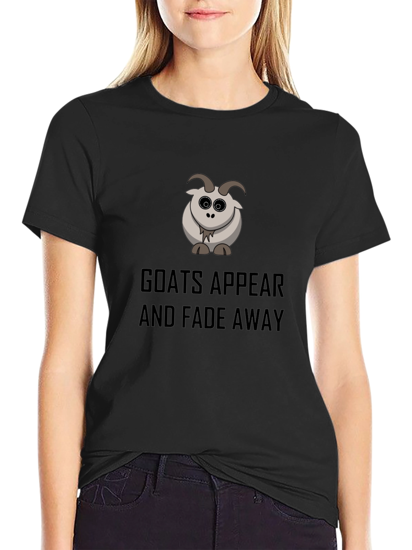 Black Goats Appear and Fade Away Black T-Shirt view 2