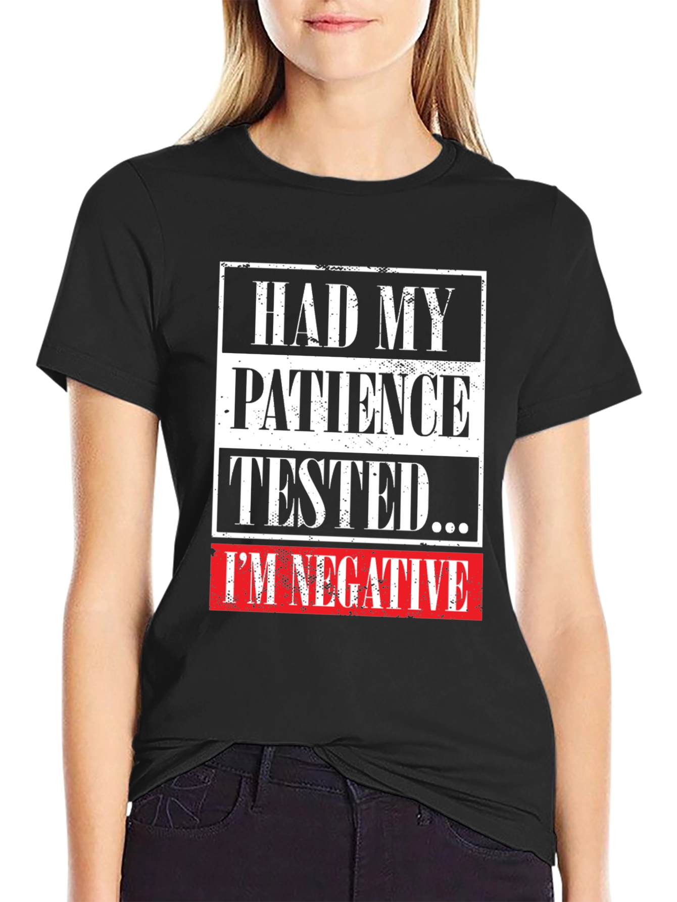 Black Patience Tested Negative Funny Graphic Tee view 2