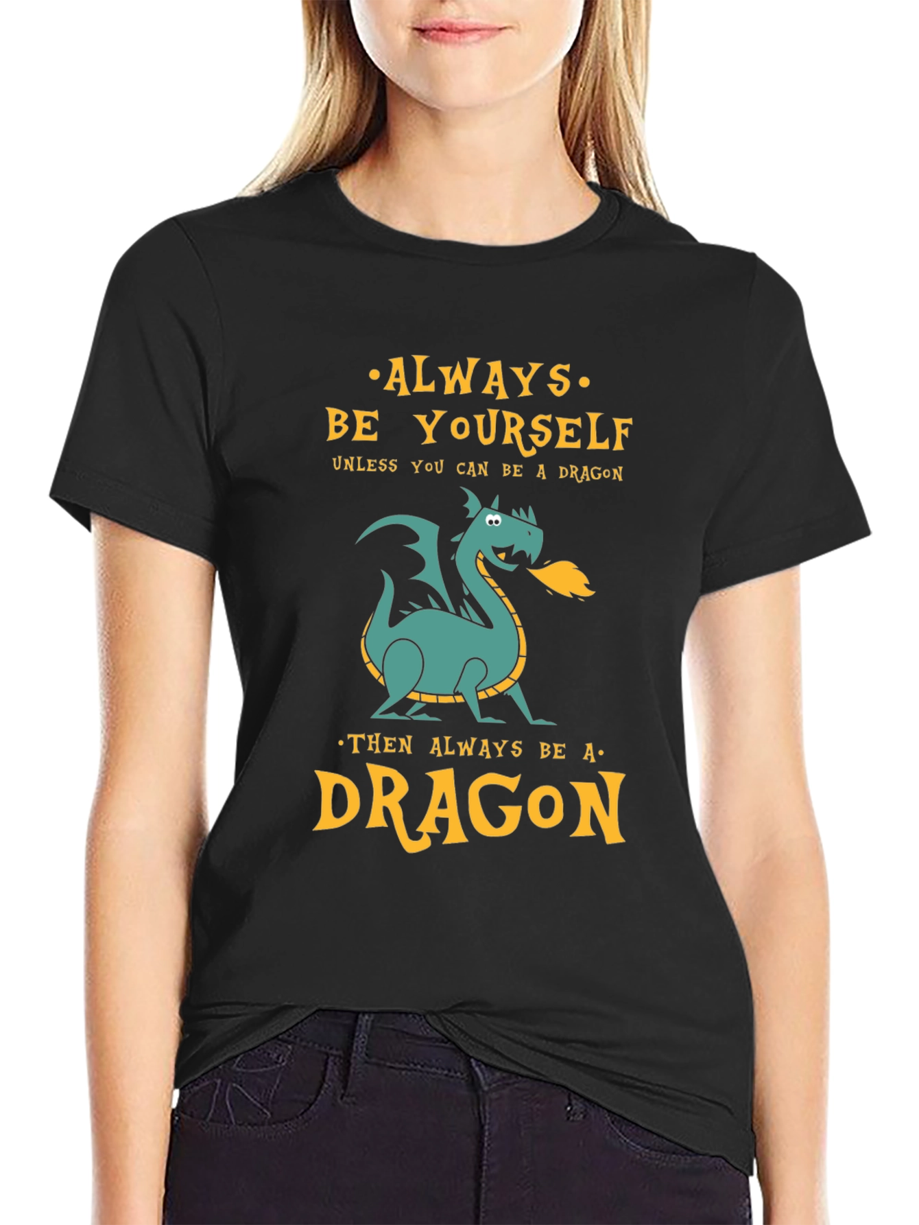 Black Always Be a Dragon Graphic Tee - Unique Design view 2